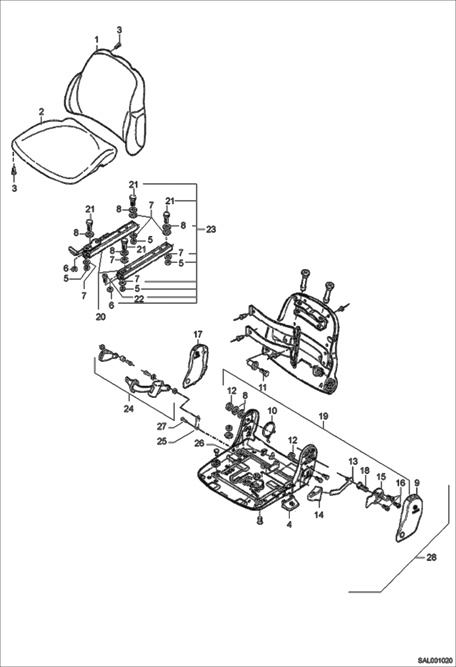 Схема запчастей Bobcat AL440 - SEAT MAIN FRAME