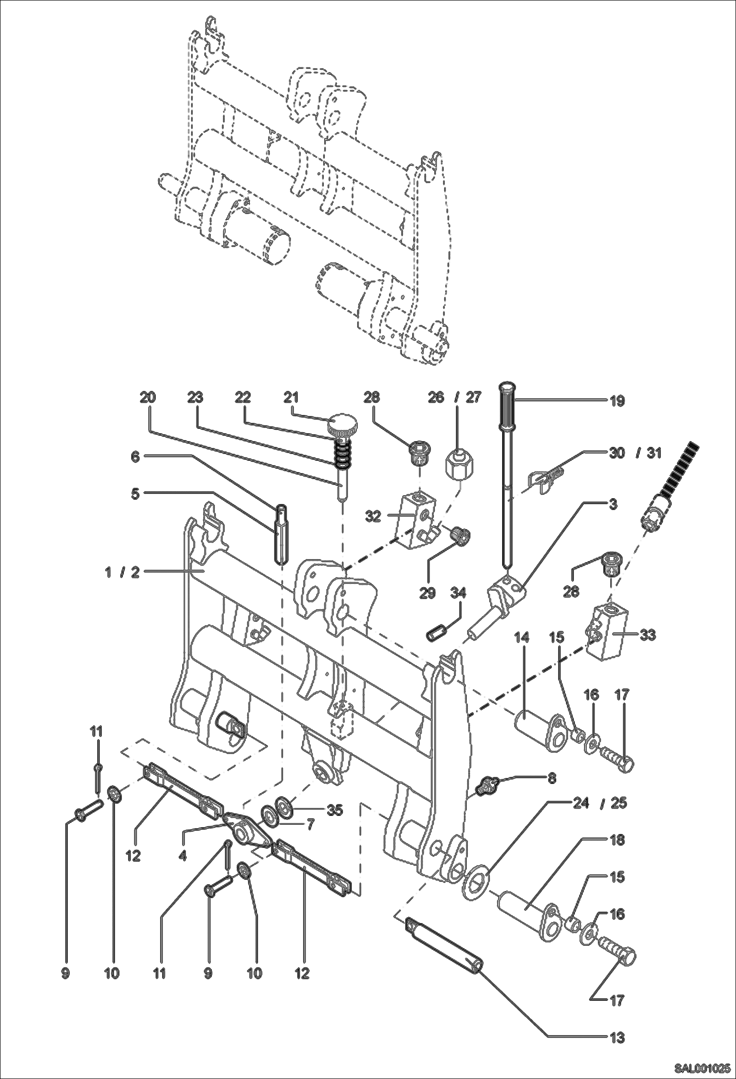 Схема запчастей Bobcat AL275 - MECHANIC QUICK MOUNT HITCH MAIN FRAME