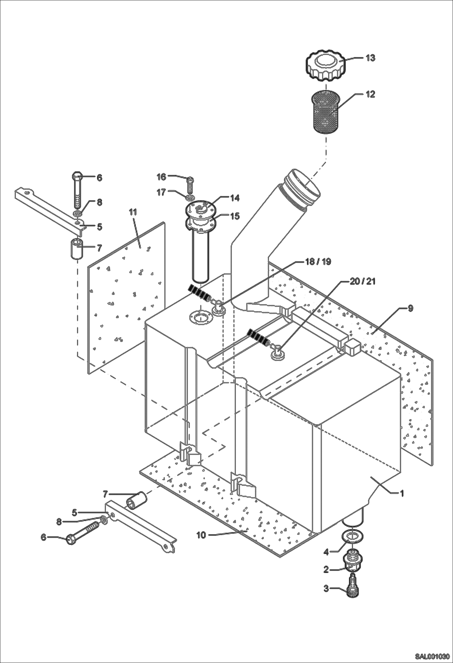 Схема запчастей Bobcat AL350 - FUEL TANK MAIN FRAME