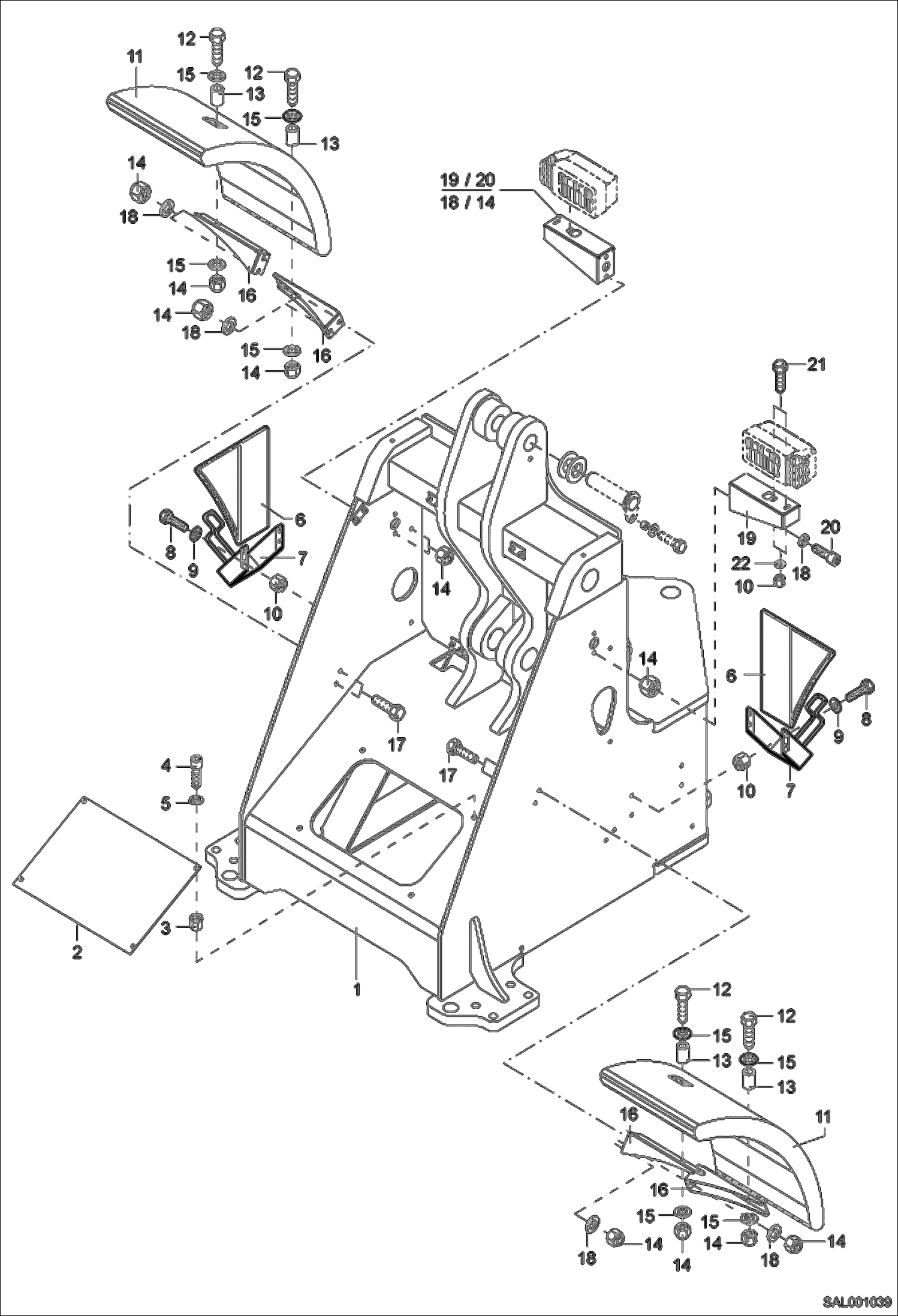 Схема запчастей Bobcat AL440 - FRONT CHASSIS MAIN FRAME