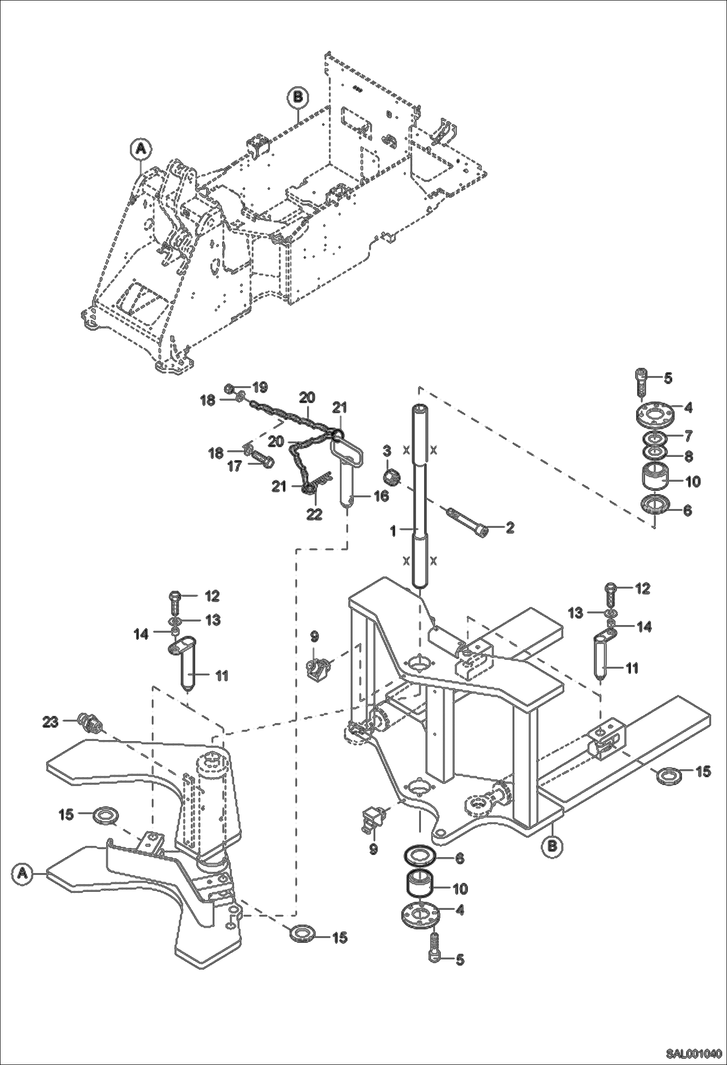 Схема запчастей Bobcat AL440 - ARTICULATION MAIN FRAME