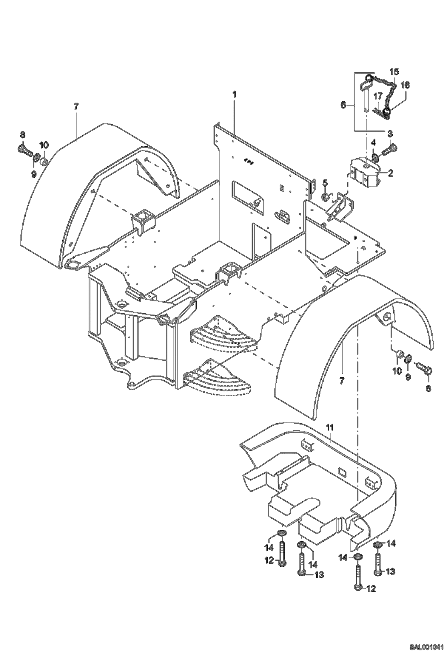 Схема запчастей Bobcat AL440 - REAR CHASSIS MAIN FRAME