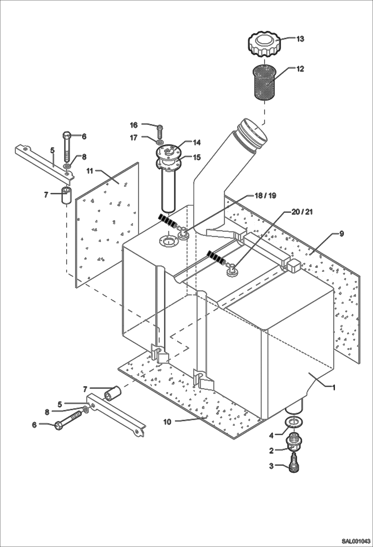 Схема запчастей Bobcat AL440 - FUEL TANK MAIN FRAME