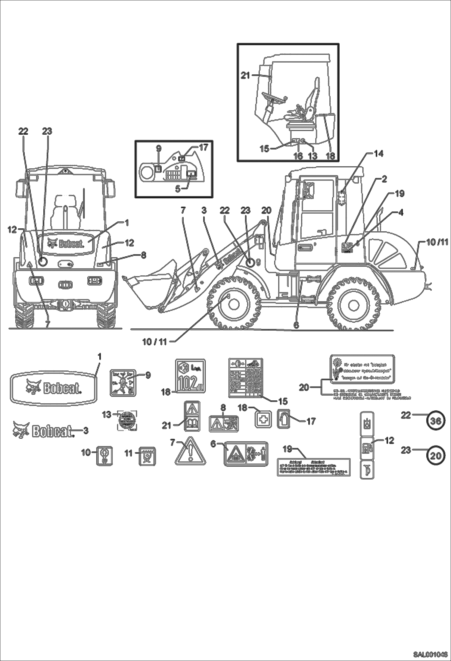 Схема запчастей Bobcat AL440 - DECALS MAIN FRAME