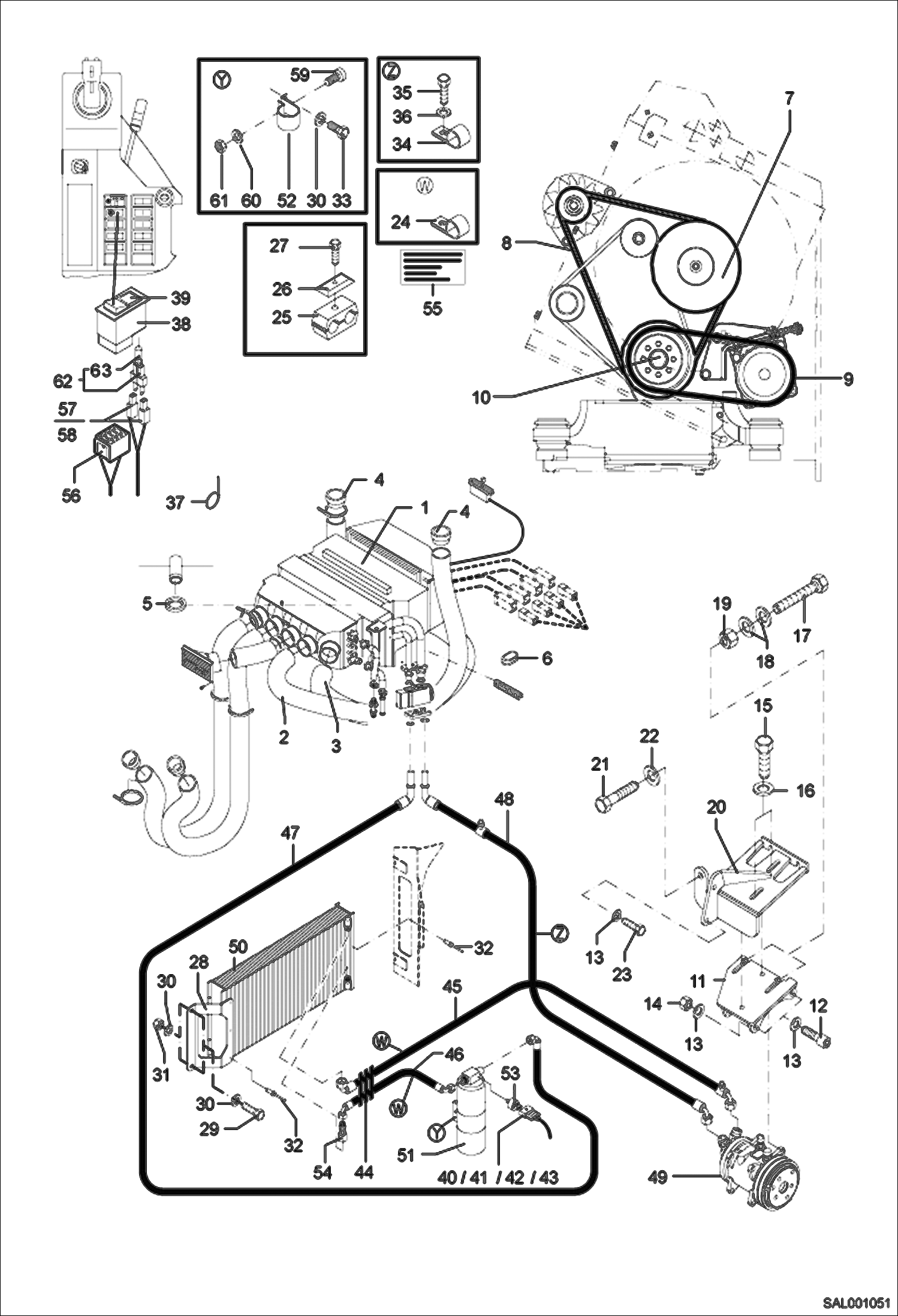 Схема запчастей Bobcat AL440 - AIR CONDITIONER MAIN FRAME