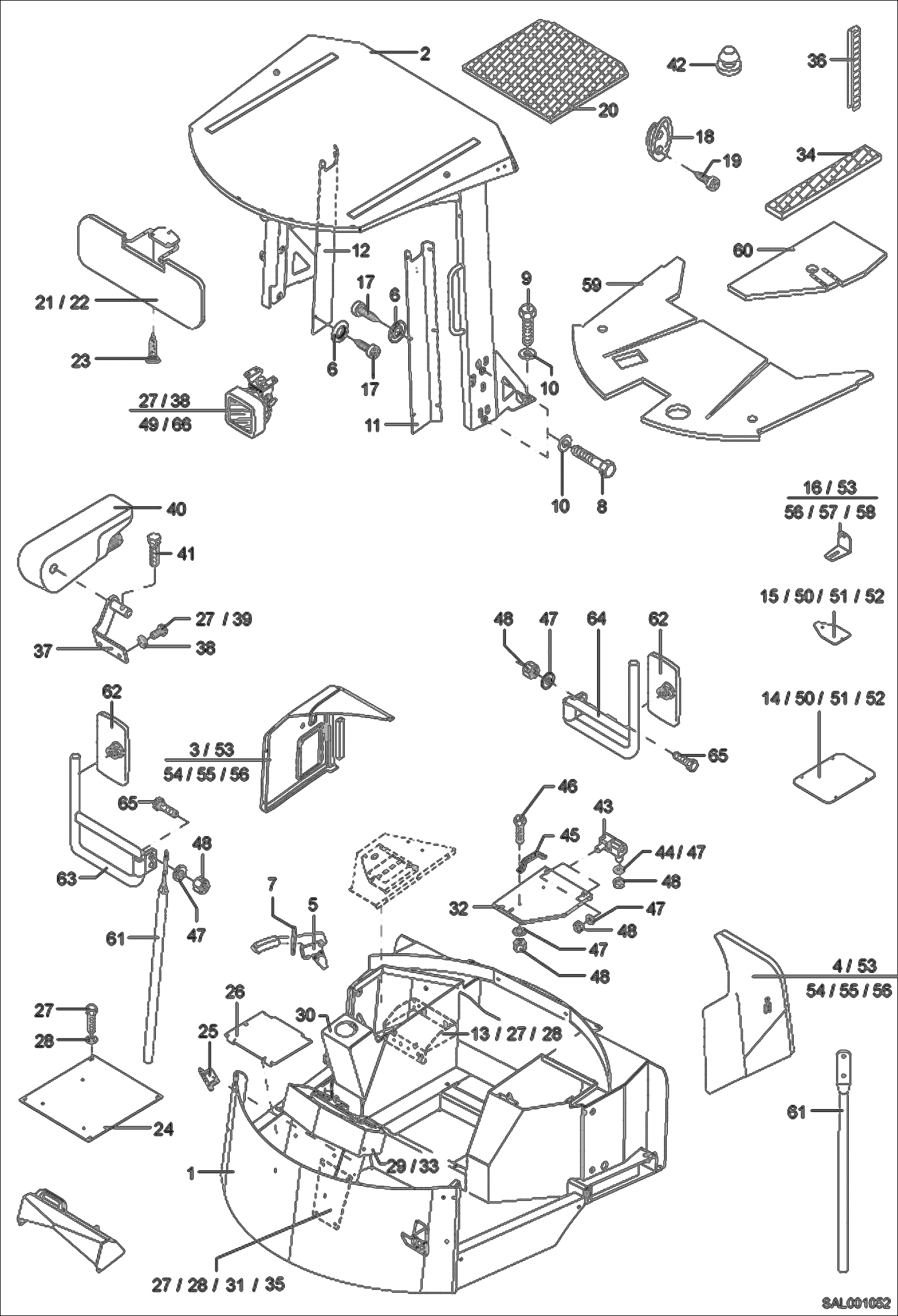 Схема запчастей Bobcat AL440 - CANOPY PLATFORM MAIN FRAME