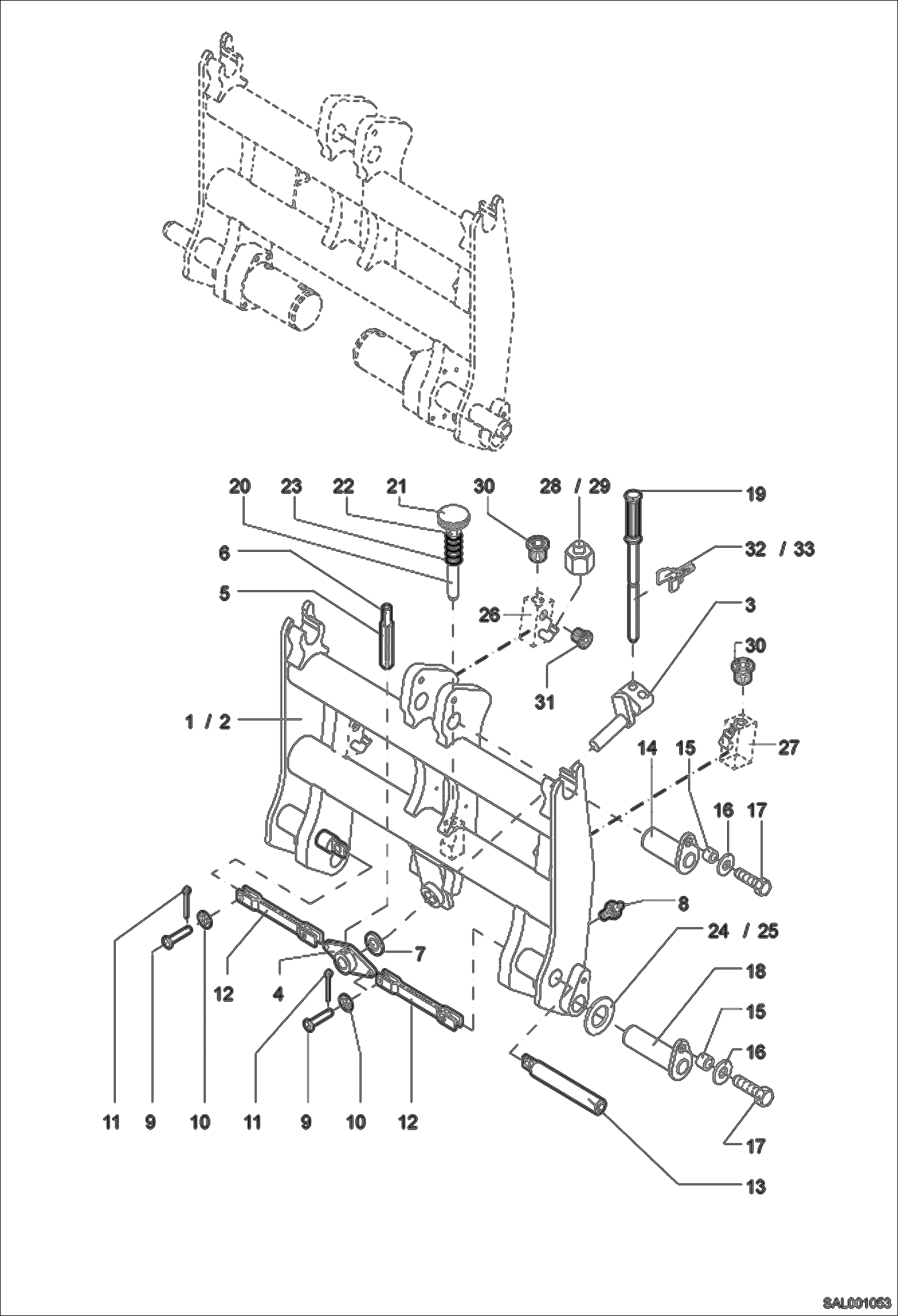 Схема запчастей Bobcat AL440 - MECHANICAL QUICK MOUNT HITCH MAIN FRAME