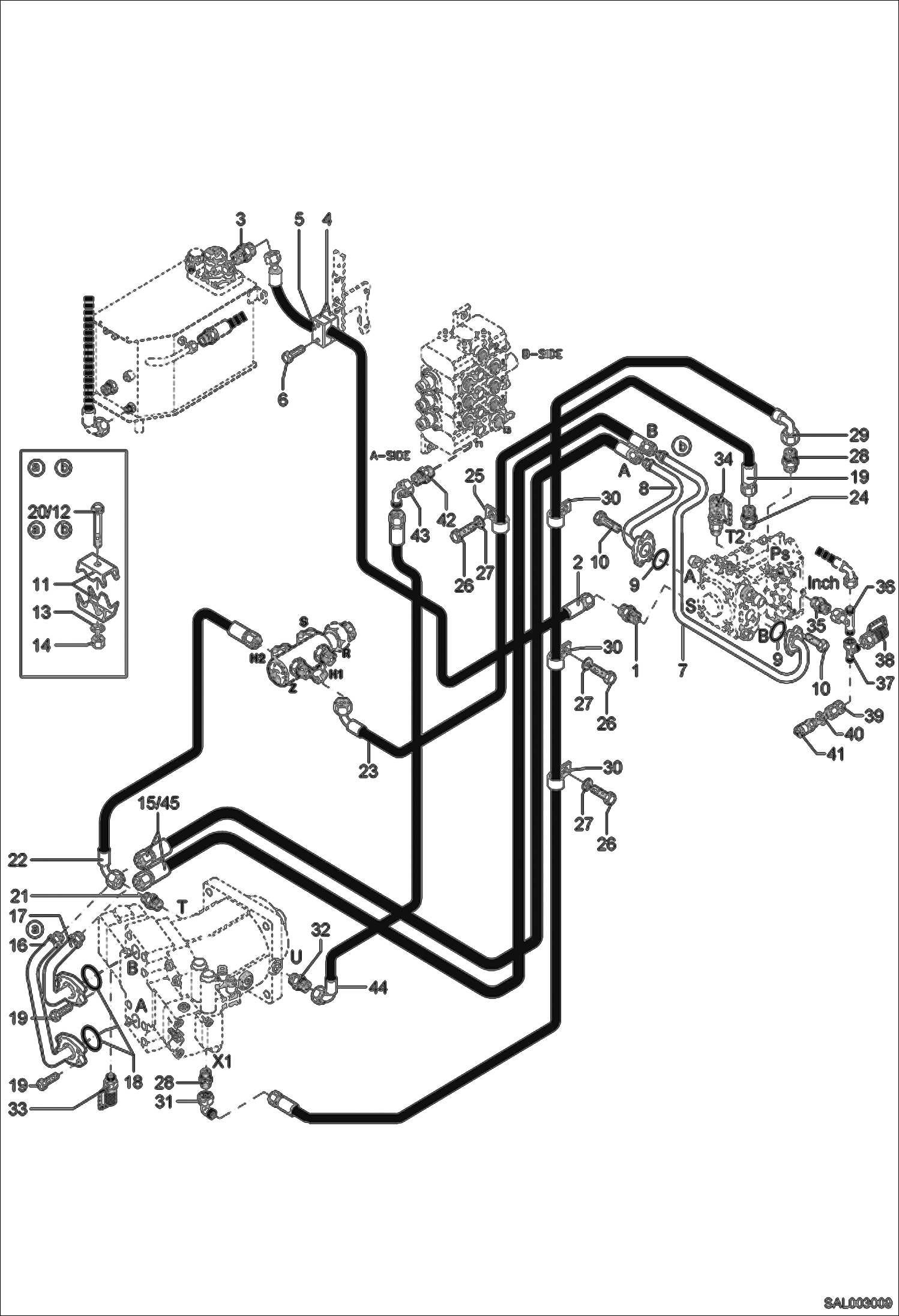 Схема запчастей Bobcat AL275 - DRIVE HYDRAULIC INSTALLATION