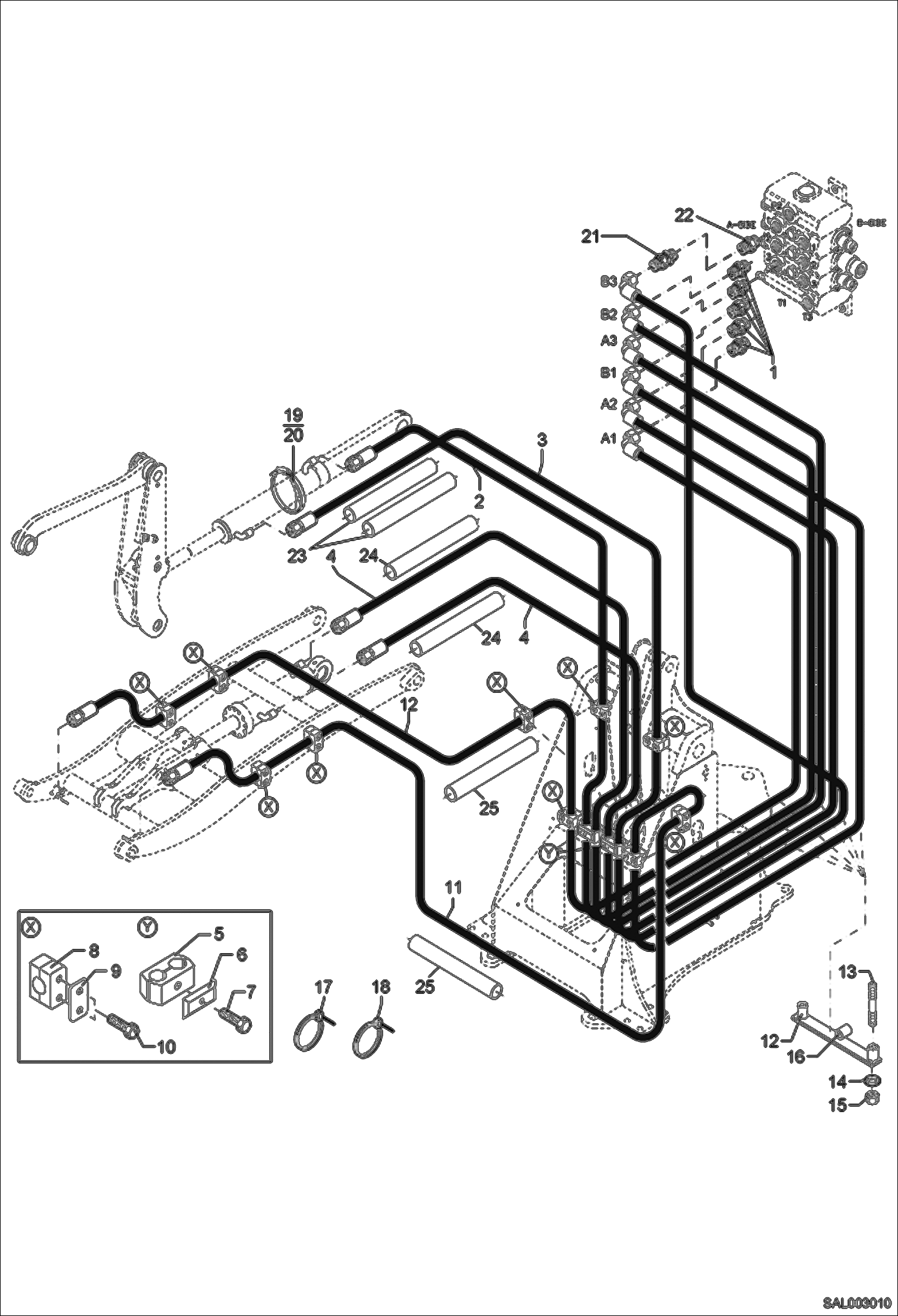 Схема запчастей Bobcat AL275 - LOADING EQUIPMENT 1 HYDRAULIC INSTALLATION