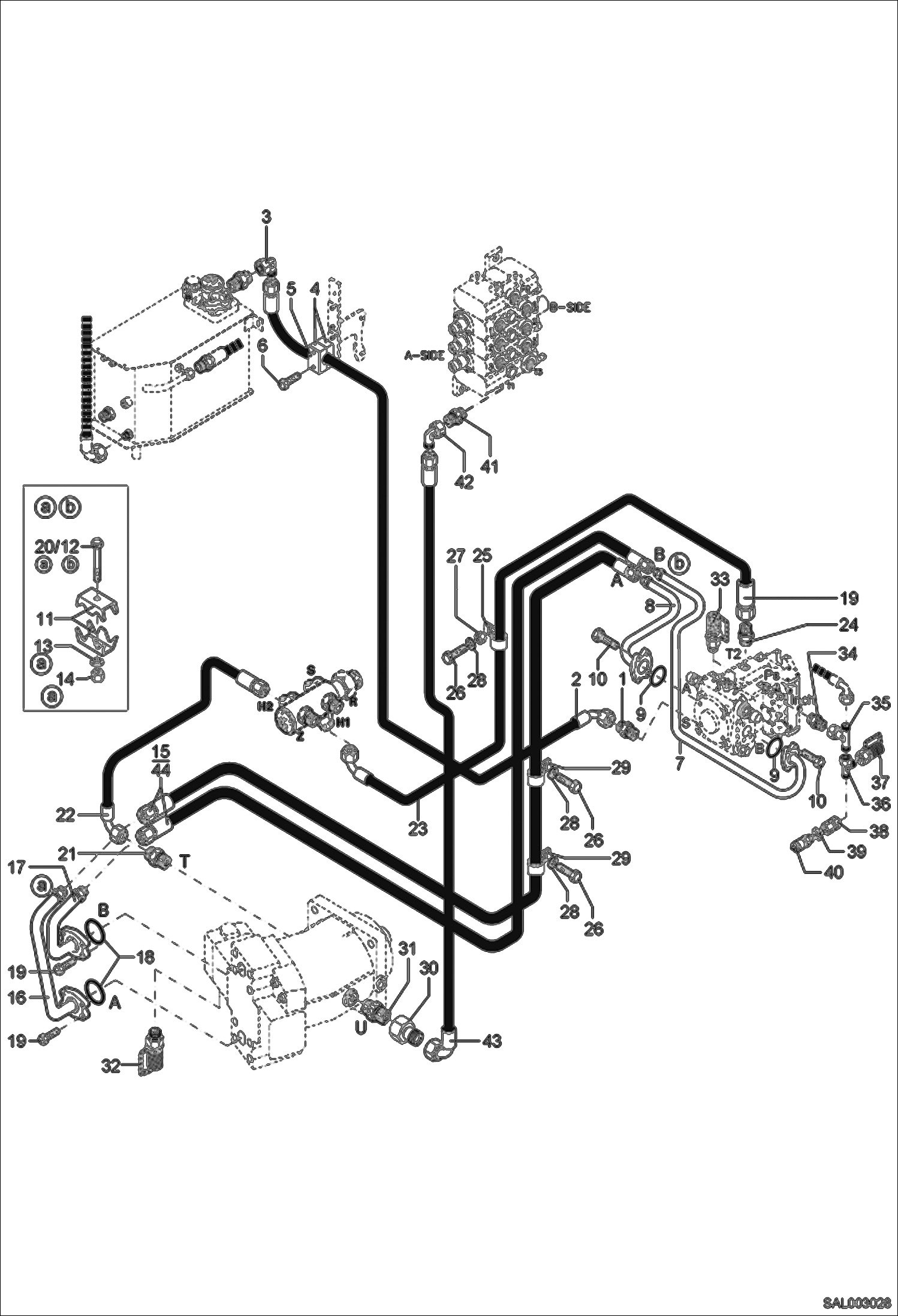 Схема запчастей Bobcat AL350 - DRIVE HYDRAULIC INSTALLATION