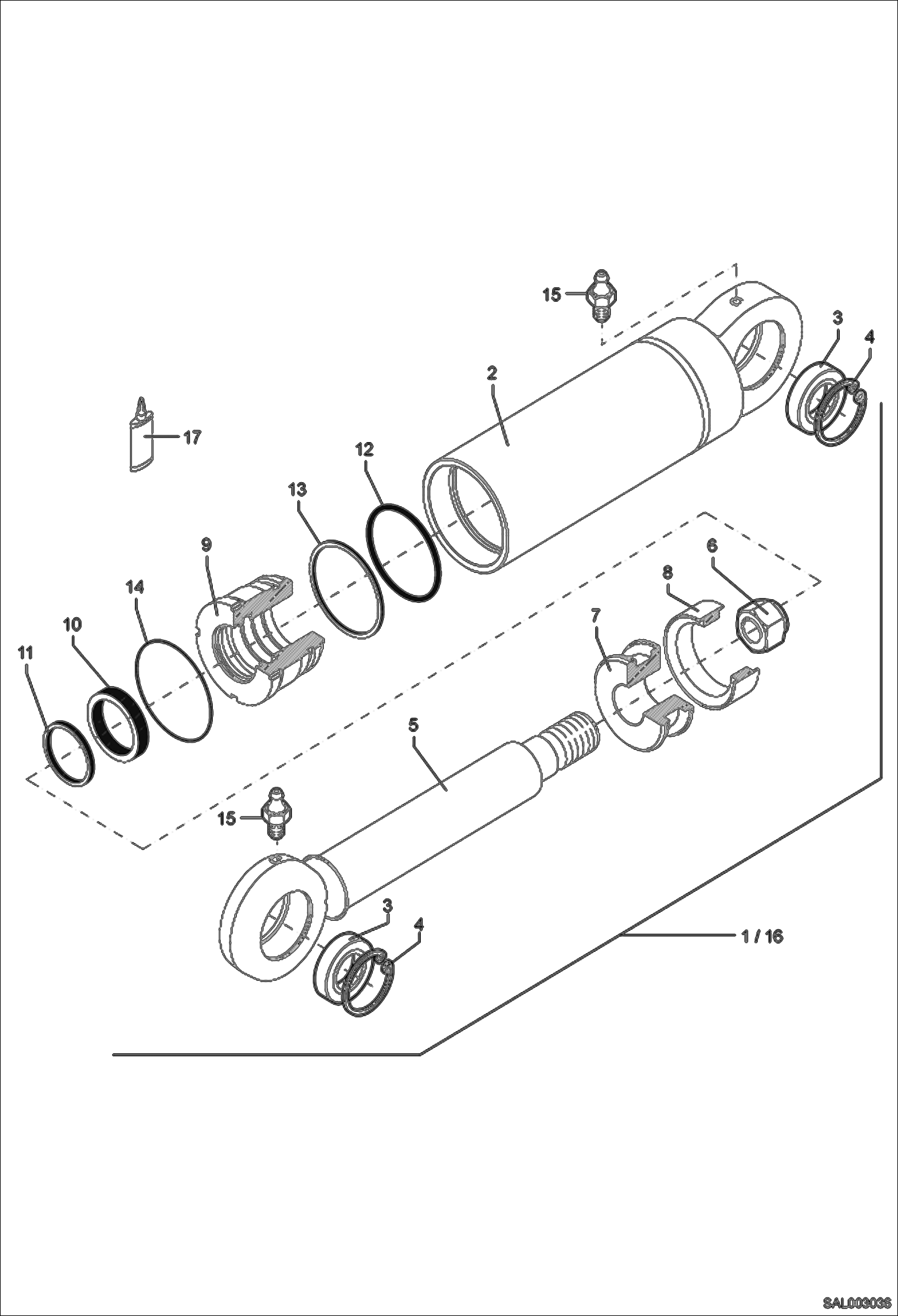 Схема запчастей Bobcat AL350 - LIFTING FRAME CYLINDER HYDRAULIC INSTALLATION