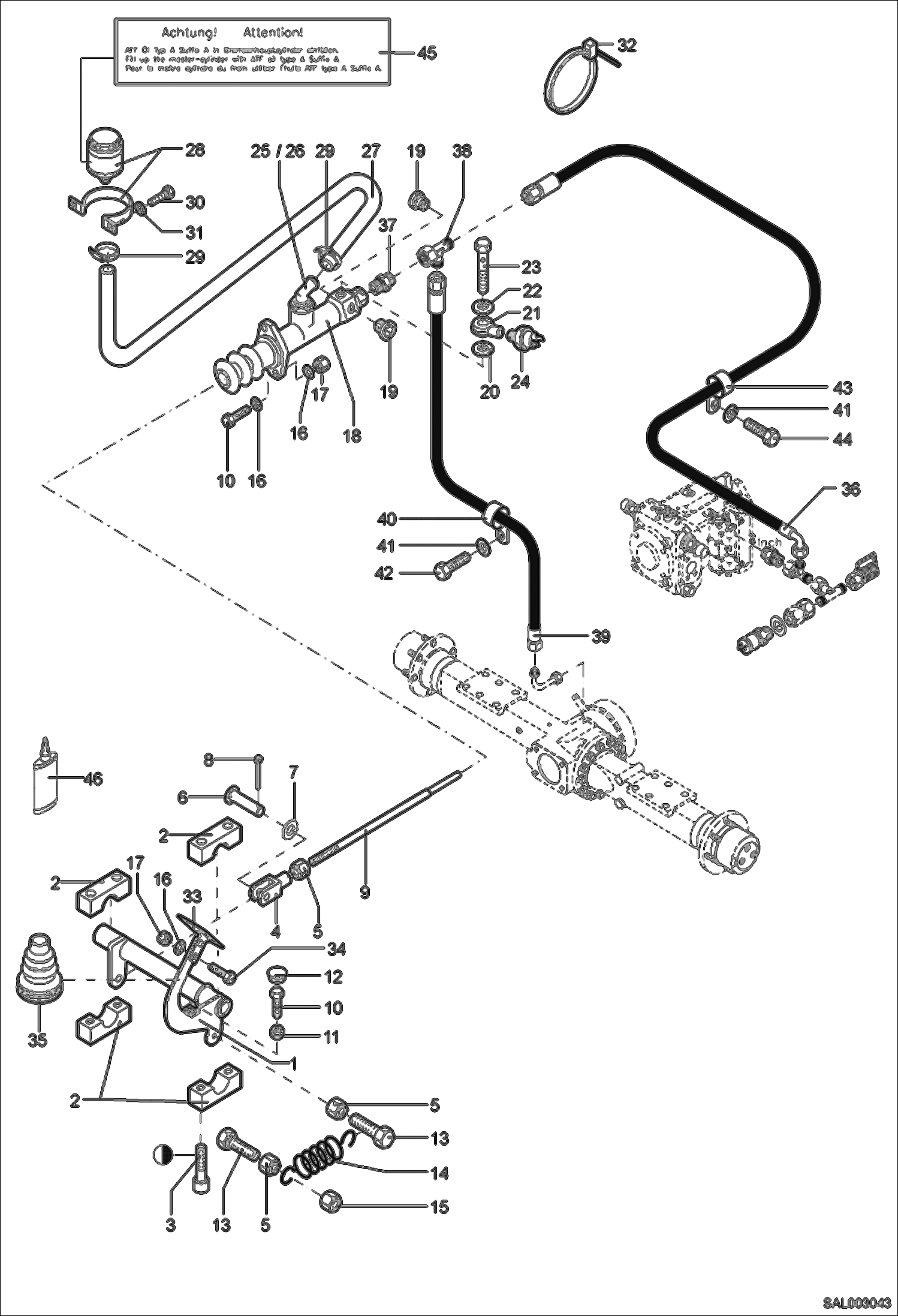 Схема запчастей Bobcat AL440 - SERVICE BRAKE Standard version HYDRAULIC INSTALLATION