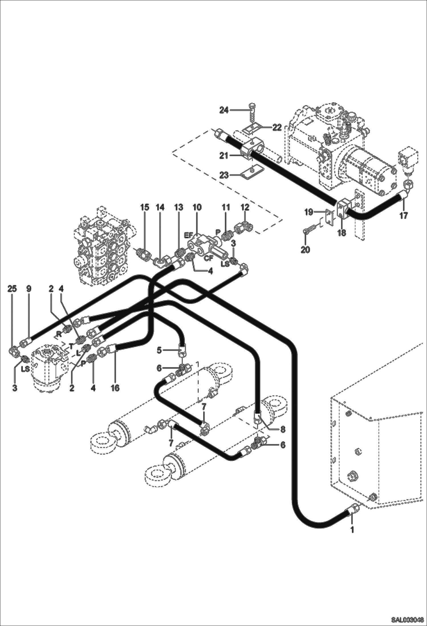 Схема запчастей Bobcat AL440 - STEERING HYDRAULIC INSTALLATION