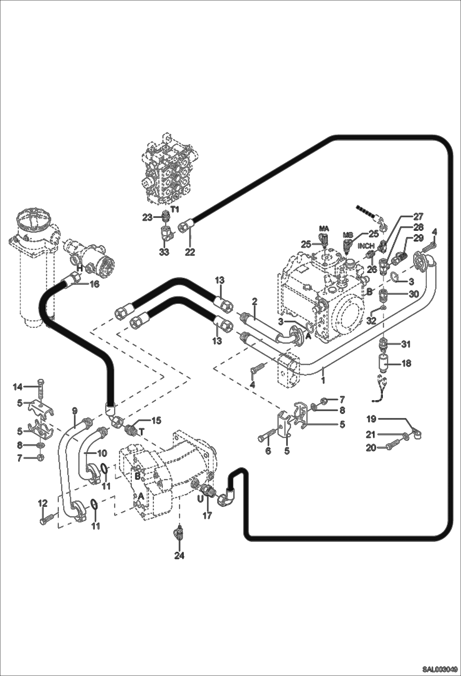 Схема запчастей Bobcat AL440 - DRIVE HYDRAULIC INSTALLATION