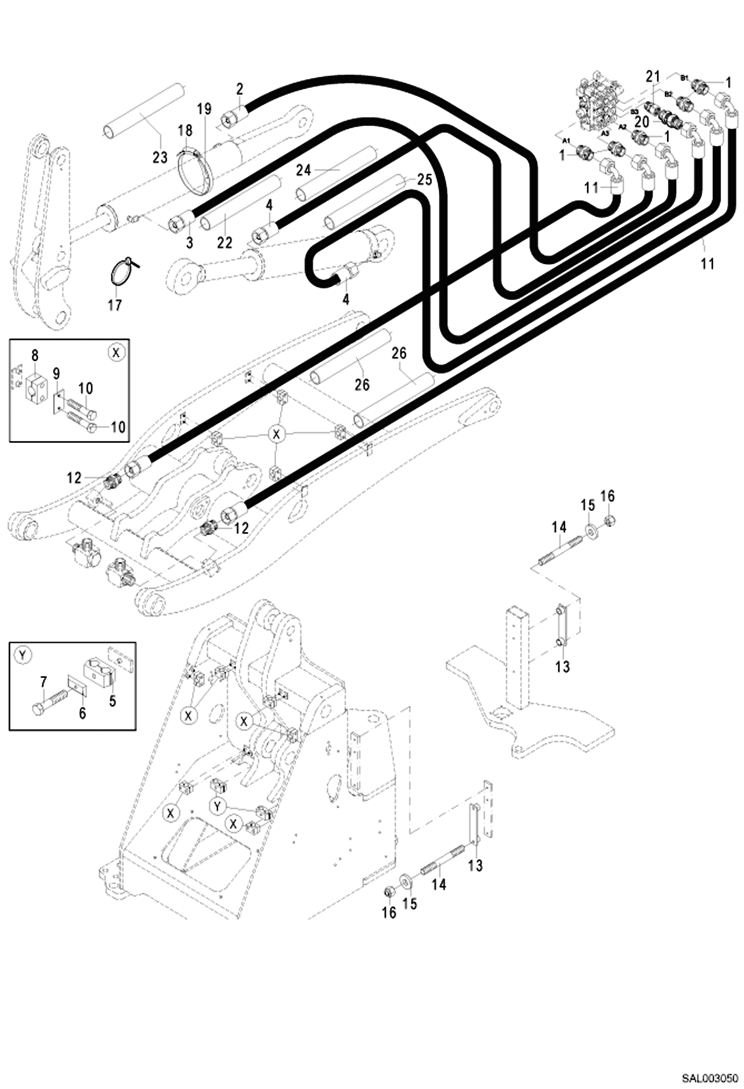 Схема запчастей Bobcat AL440 - LOADING EQUIPMENT 1 HYDRAULIC INSTALLATION