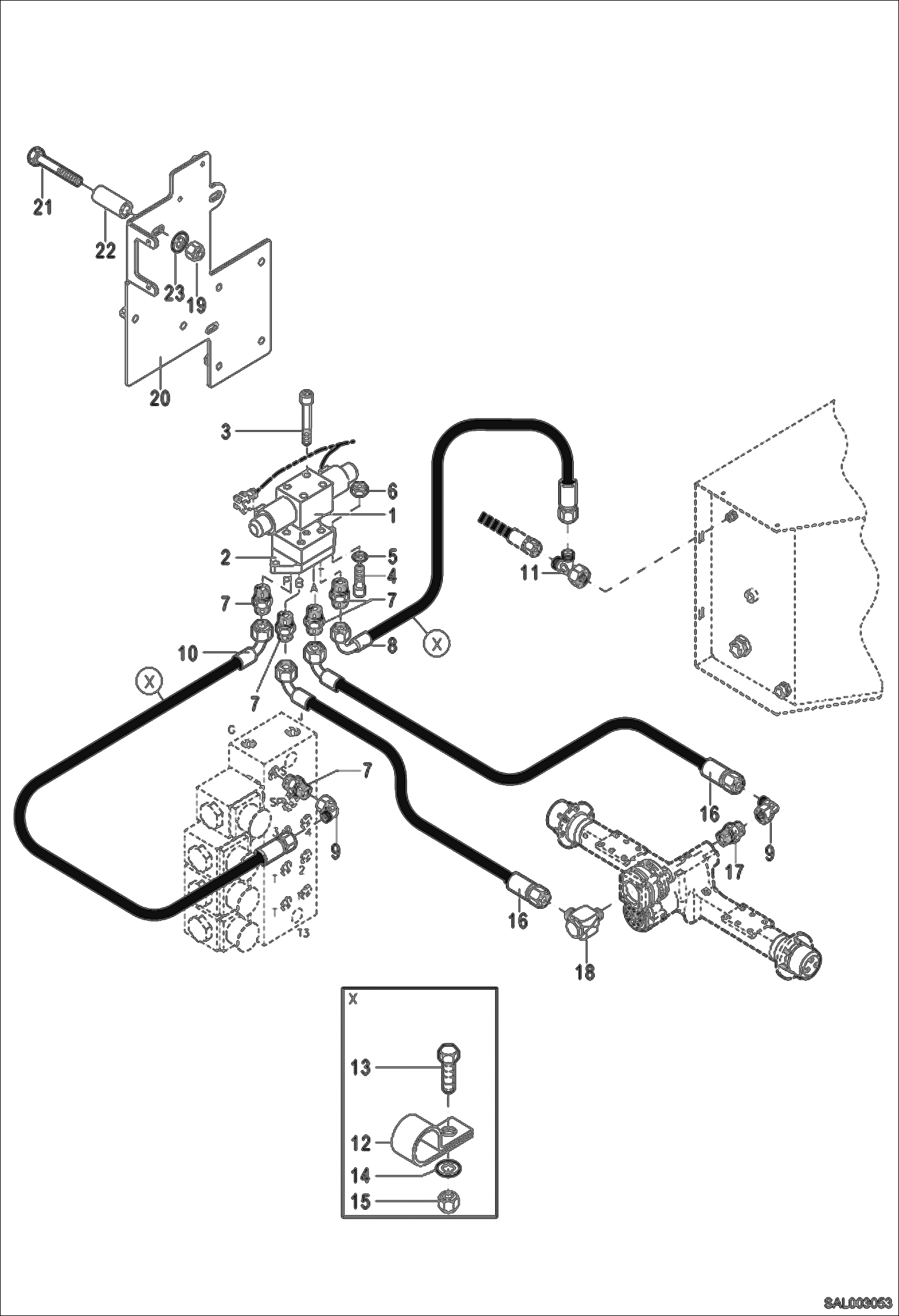 Схема запчастей Bobcat AL440 - 2-STAGE GEARBOX 36 km/h Fast Travel Version HYDRAULIC INSTALLATION