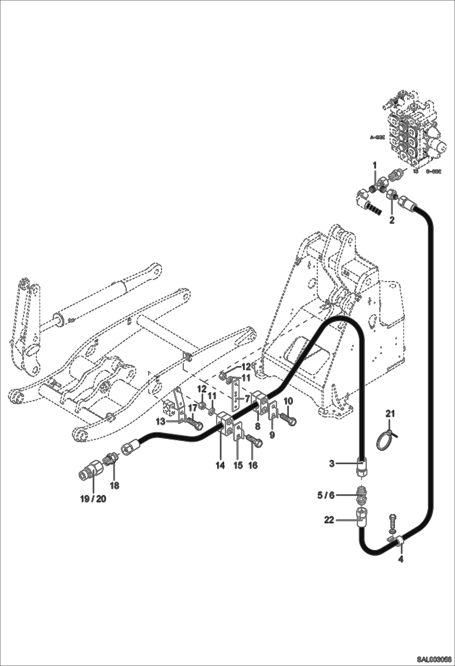 Схема запчастей Bobcat AL440 - PRESSURELESS RETURN LINE HYDRAULIC INSTALLATION