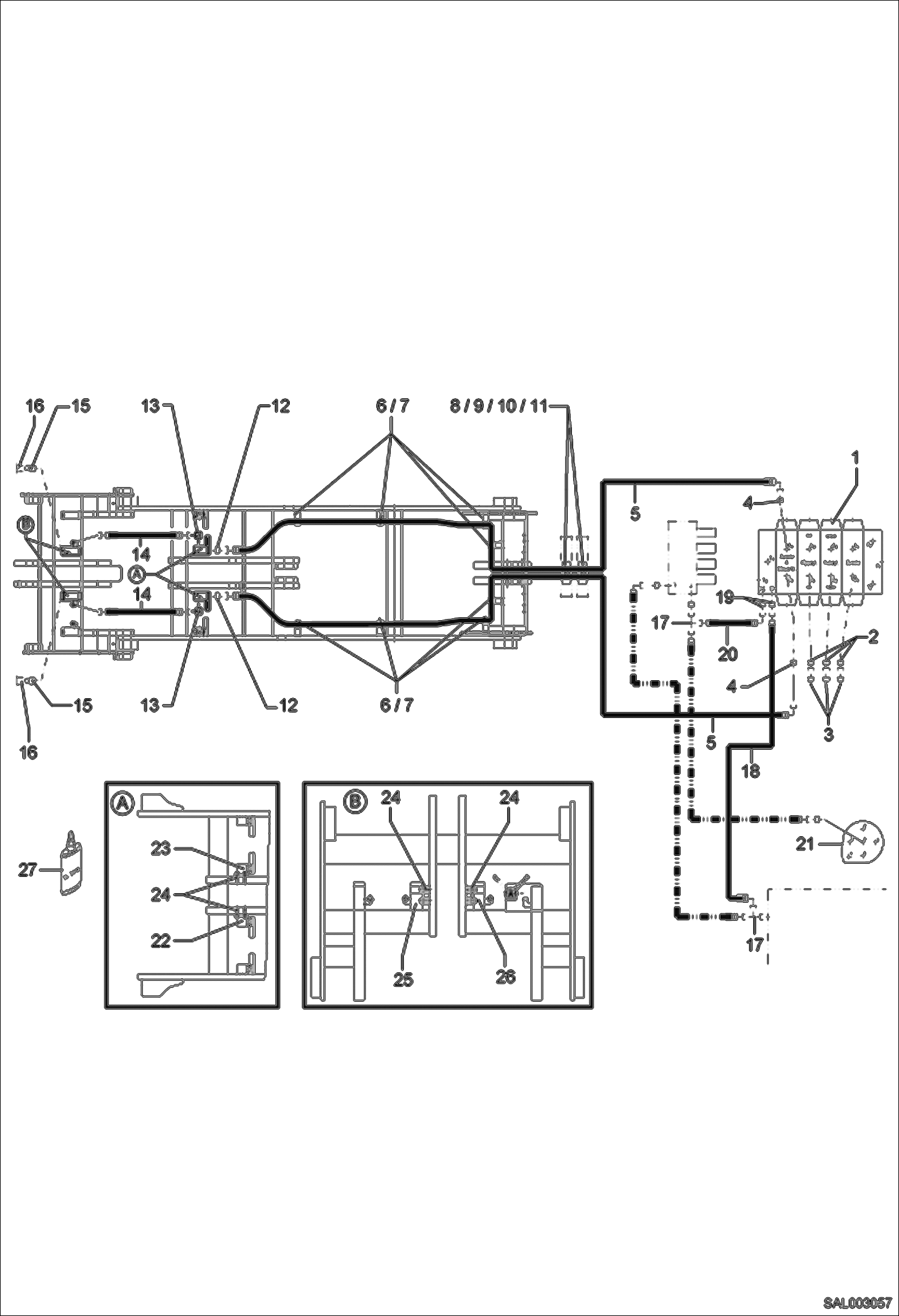 Схема запчастей Bobcat AL440 - CONTROL CIRCUIT HYDRAULIC INSTALLATION