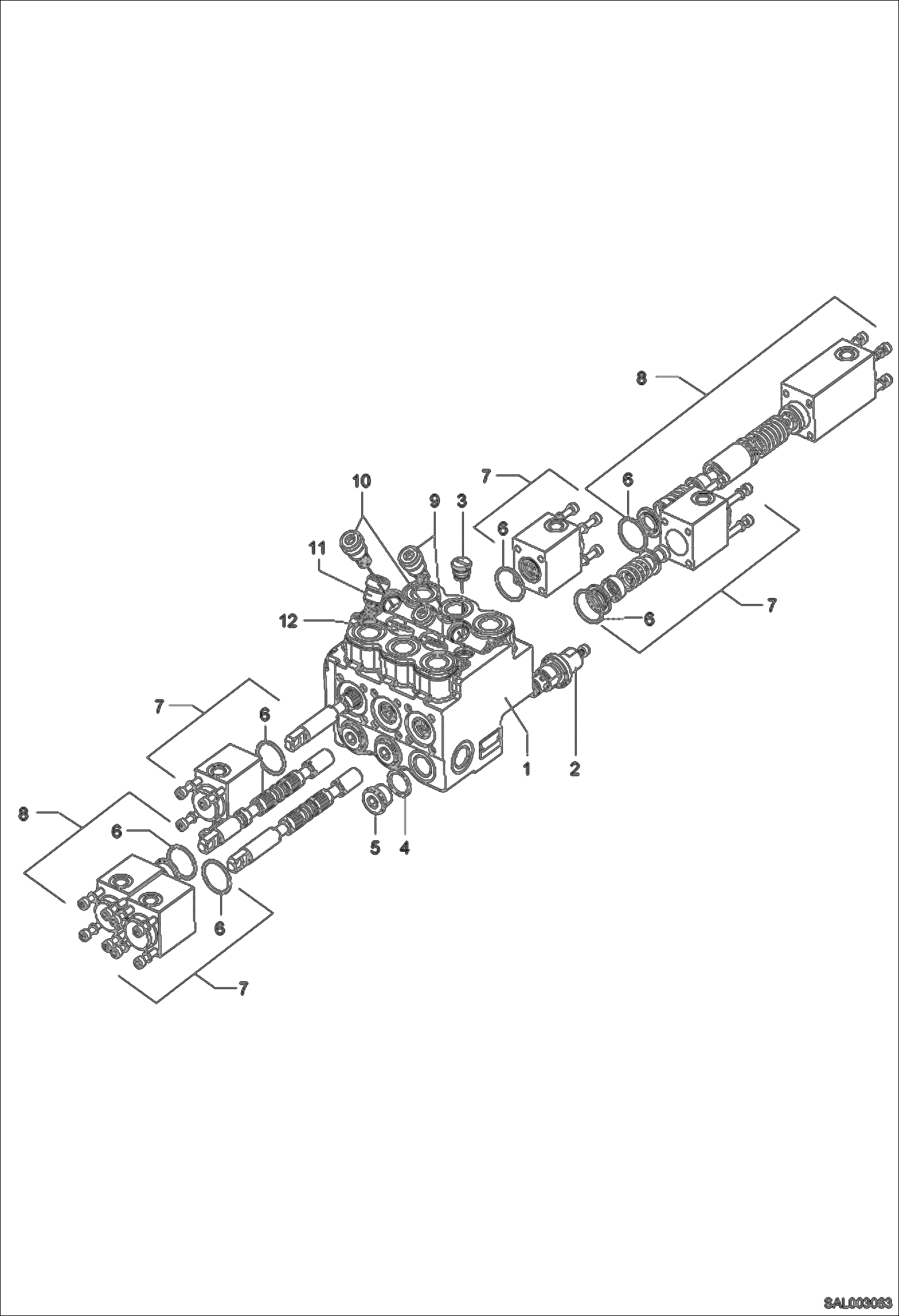 Схема запчастей Bobcat AL275 - VALVE BANK With Control Valve 5088081114 HYDRAULIC INSTALLATION