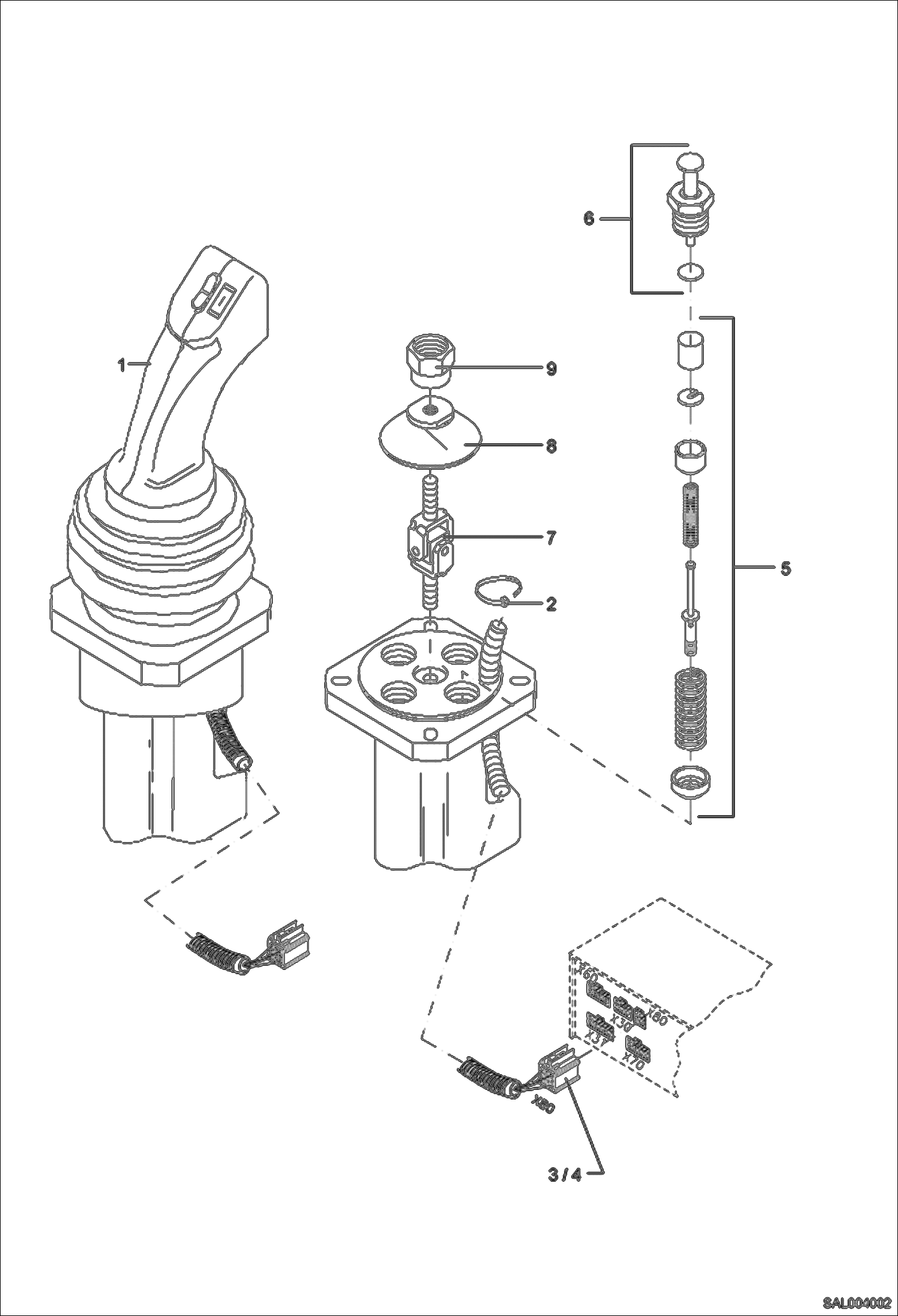 Схема запчастей Bobcat AL275 - REMOTE CONTROL VALVE 5369661320, 4th Control Circuit Option ELECTRIC INSTALLATION