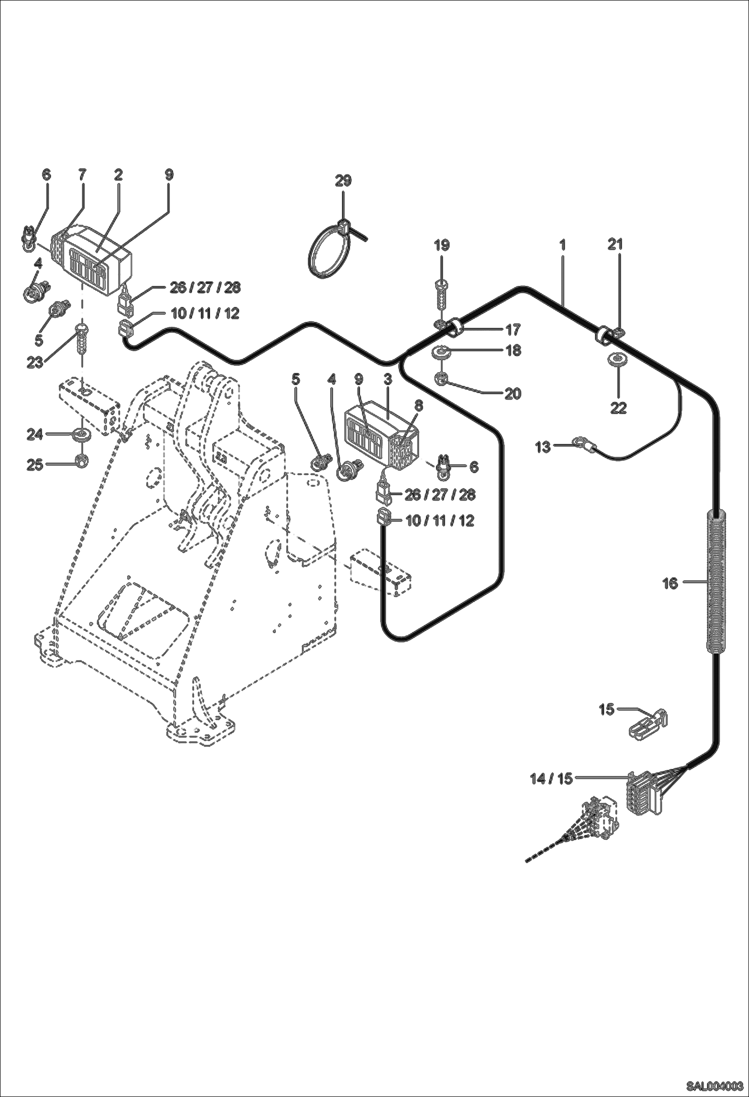 Схема запчастей Bobcat AL275 - FRONT CHASSIS ELECTRICITY ELECTRIC INSTALLATION