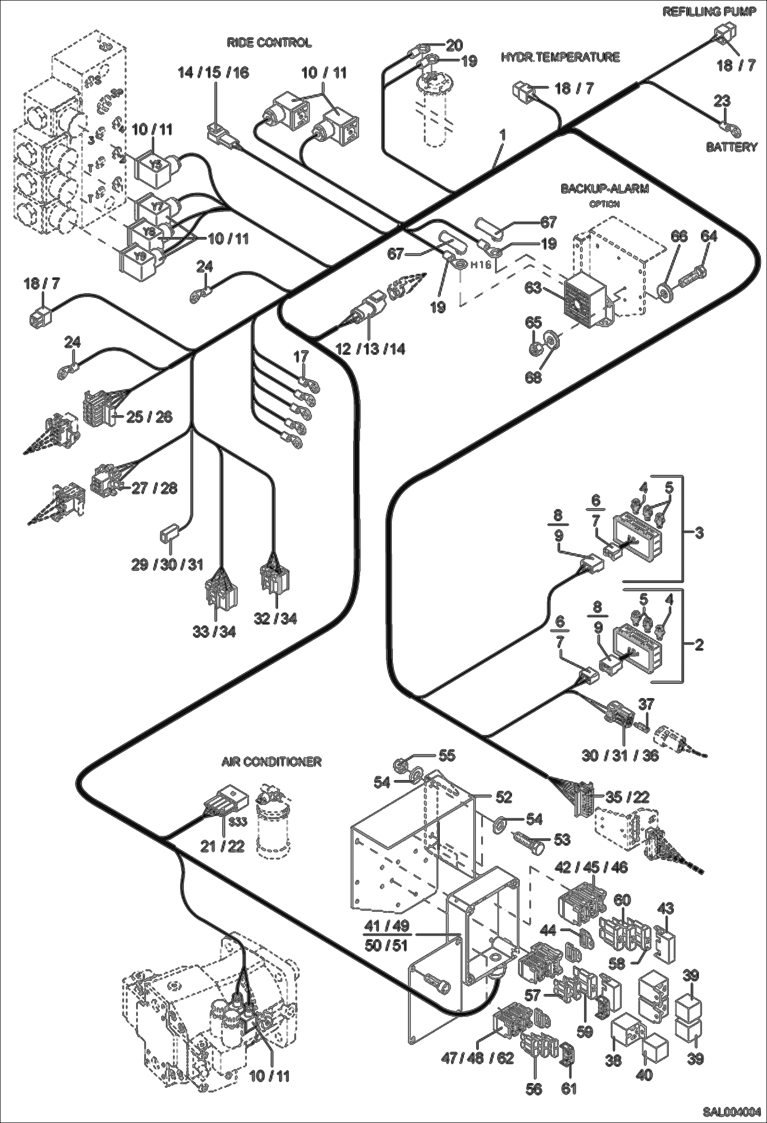 Схема запчастей Bobcat AL275 - REAR CHASSIS ELECTRICITY ELECTRIC INSTALLATION