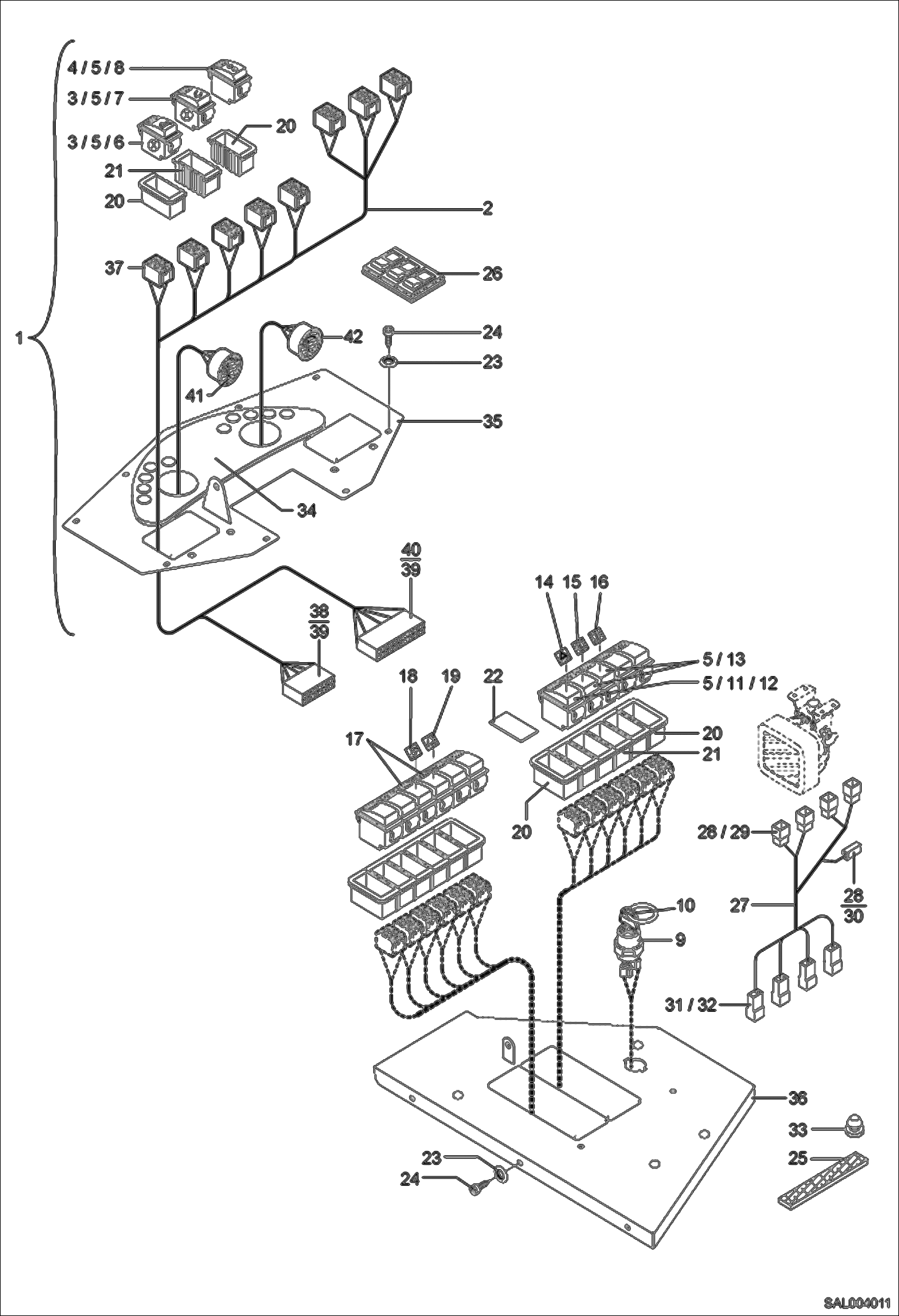 Схема запчастей Bobcat AL350 - DASHBOARD Canopy ELECTRIC INSTALLATION