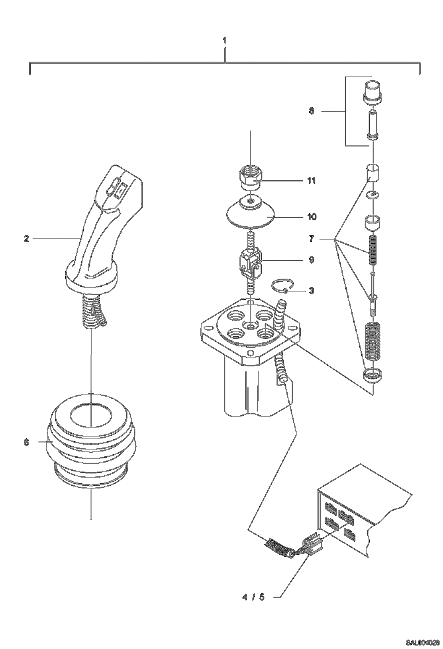 Схема запчастей Bobcat AL275 - REMOTE CONTROL VALVE With Control Valve 5088081114 ELECTRIC INSTALLATION