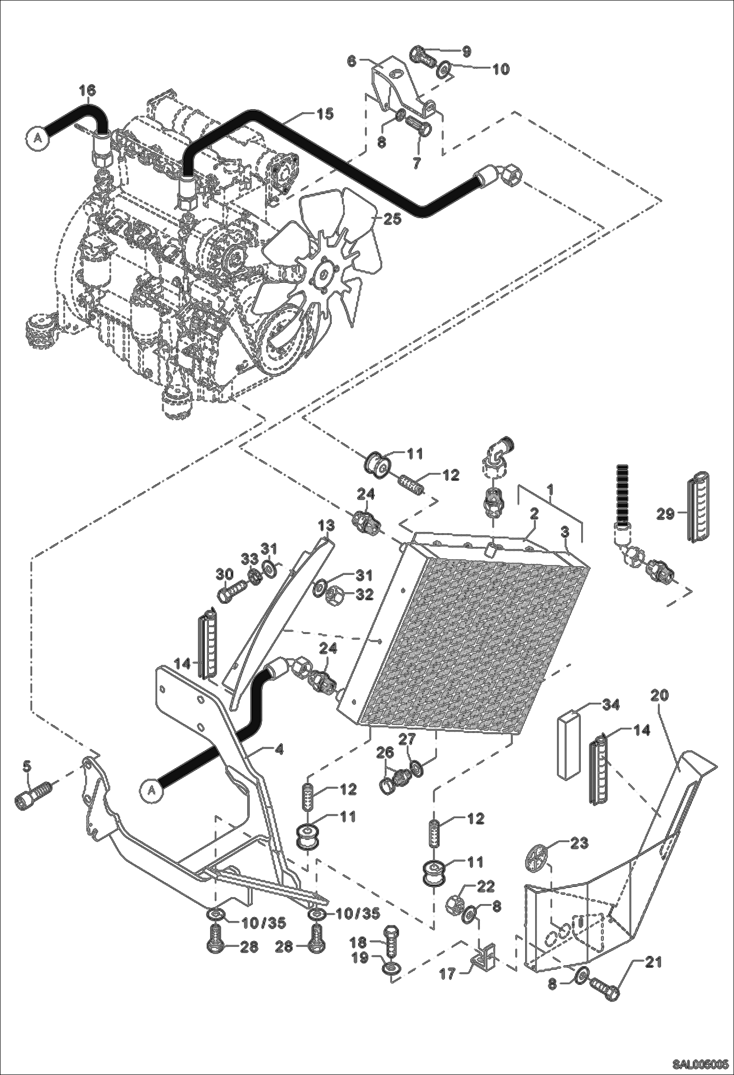 Схема запчастей Bobcat AL275 - COMBINED COOLER POWER UNIT