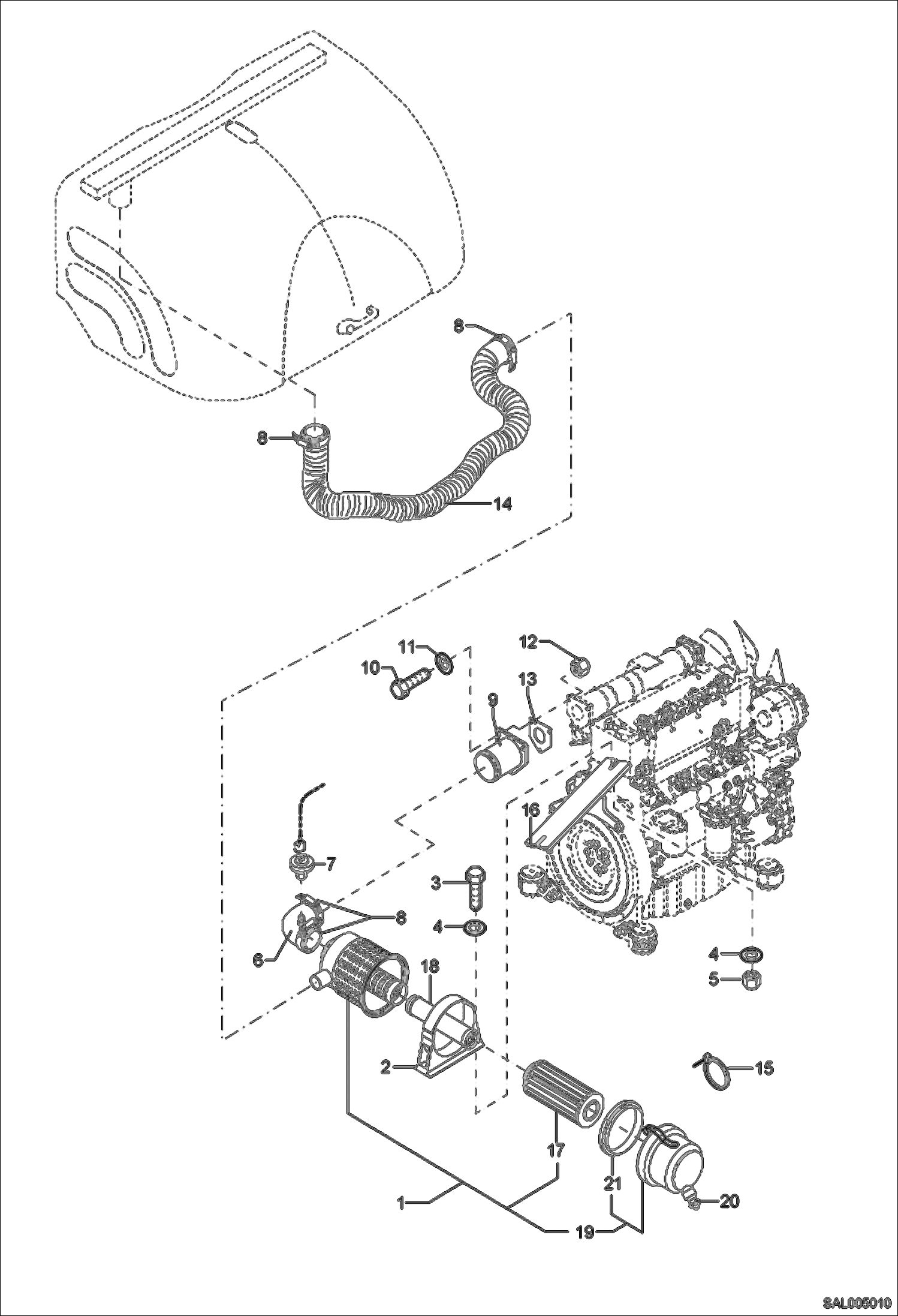 Схема запчастей Bobcat AL350 - AIR FILTER POWER UNIT