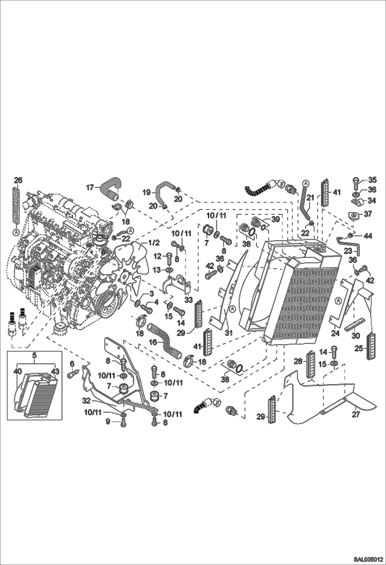 Схема запчастей Bobcat AL350 - COMBINED COOLER POWER UNIT