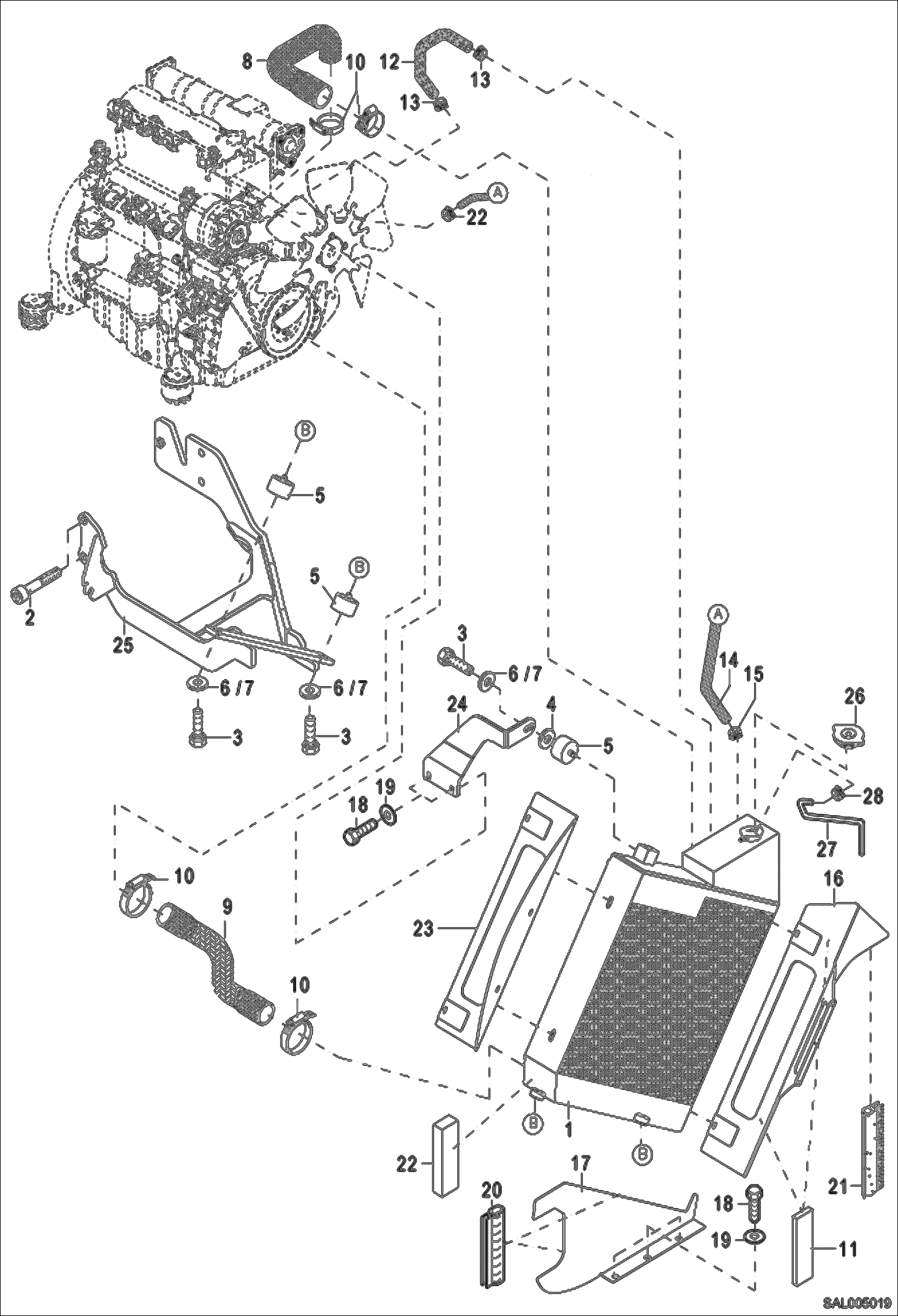 Схема запчастей Bobcat AL440 - COMBINED COOLER POWER UNIT