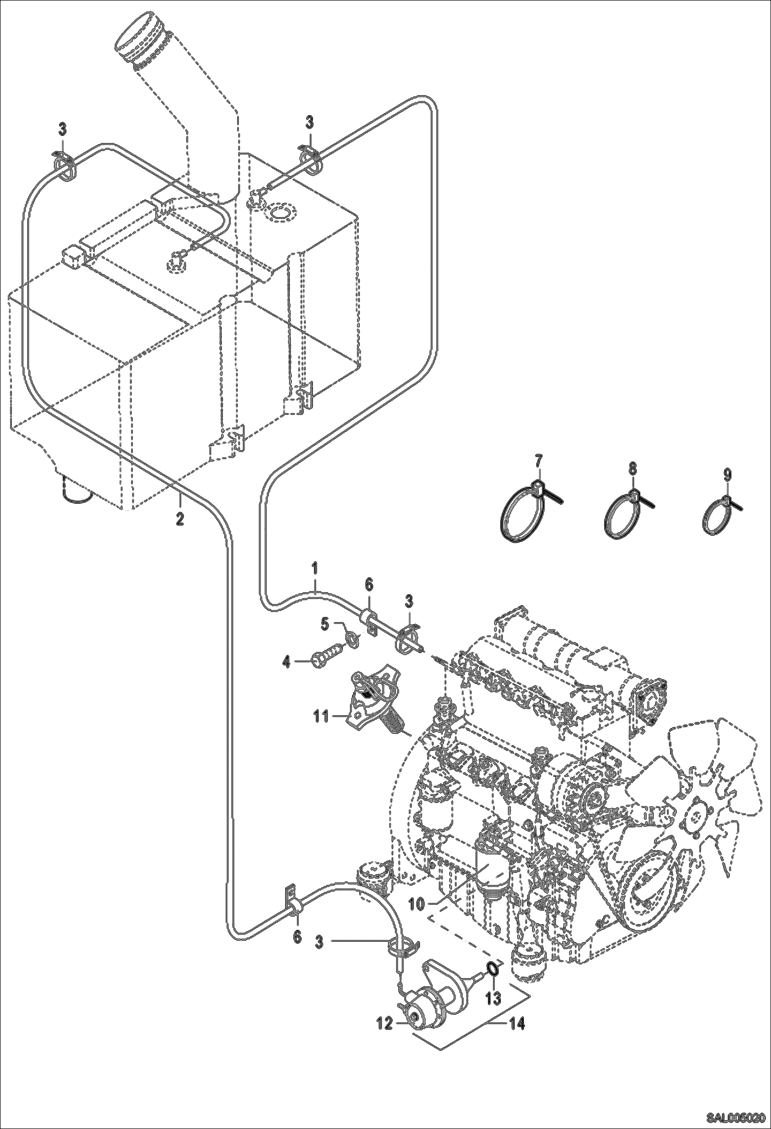 Схема запчастей Bobcat AL440 - FUEL SUPPLY POWER UNIT