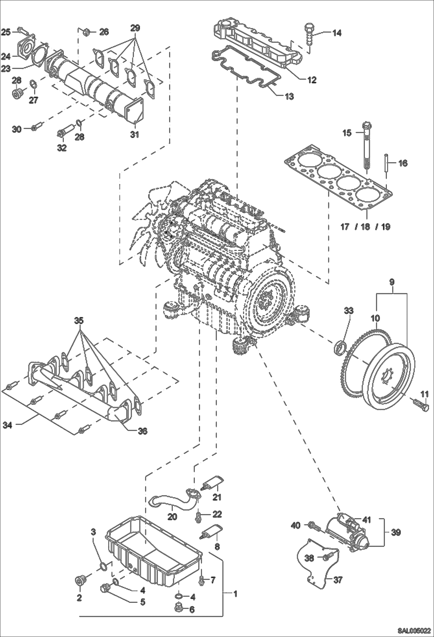 Схема запчастей Bobcat AL275 - ENGINE PARTS Part 1 POWER UNIT