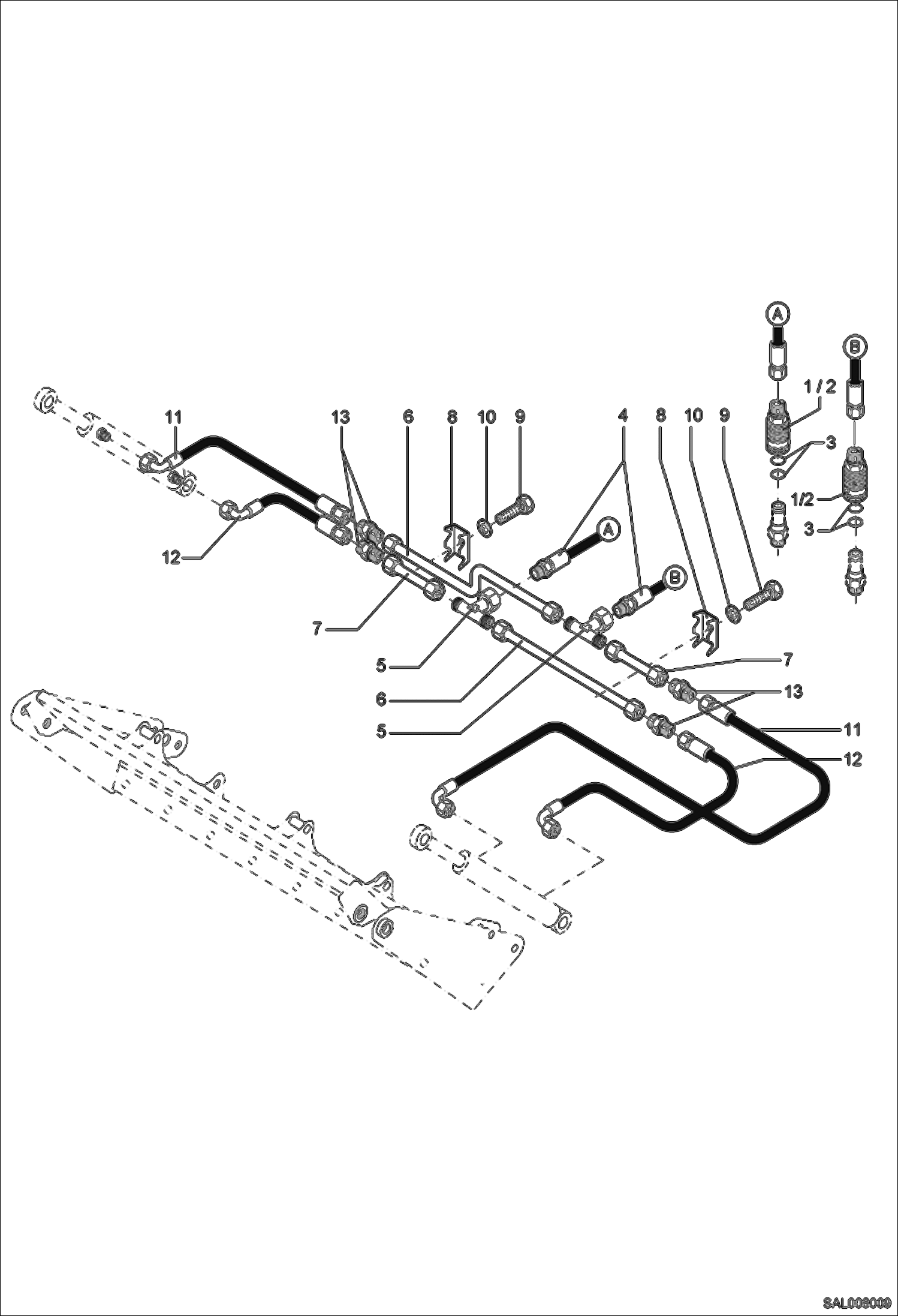 Схема запчастей Bobcat AL275 - 4 IN 1 SHOVEL HYDRAULIC INSTALLATION Навесное оборудование