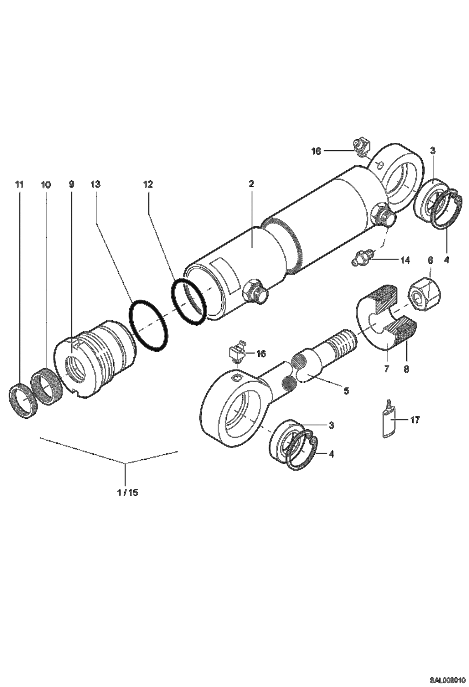 Схема запчастей Bobcat AL275 - 4 IN 1 SHOVEL CYLINDER Навесное оборудование