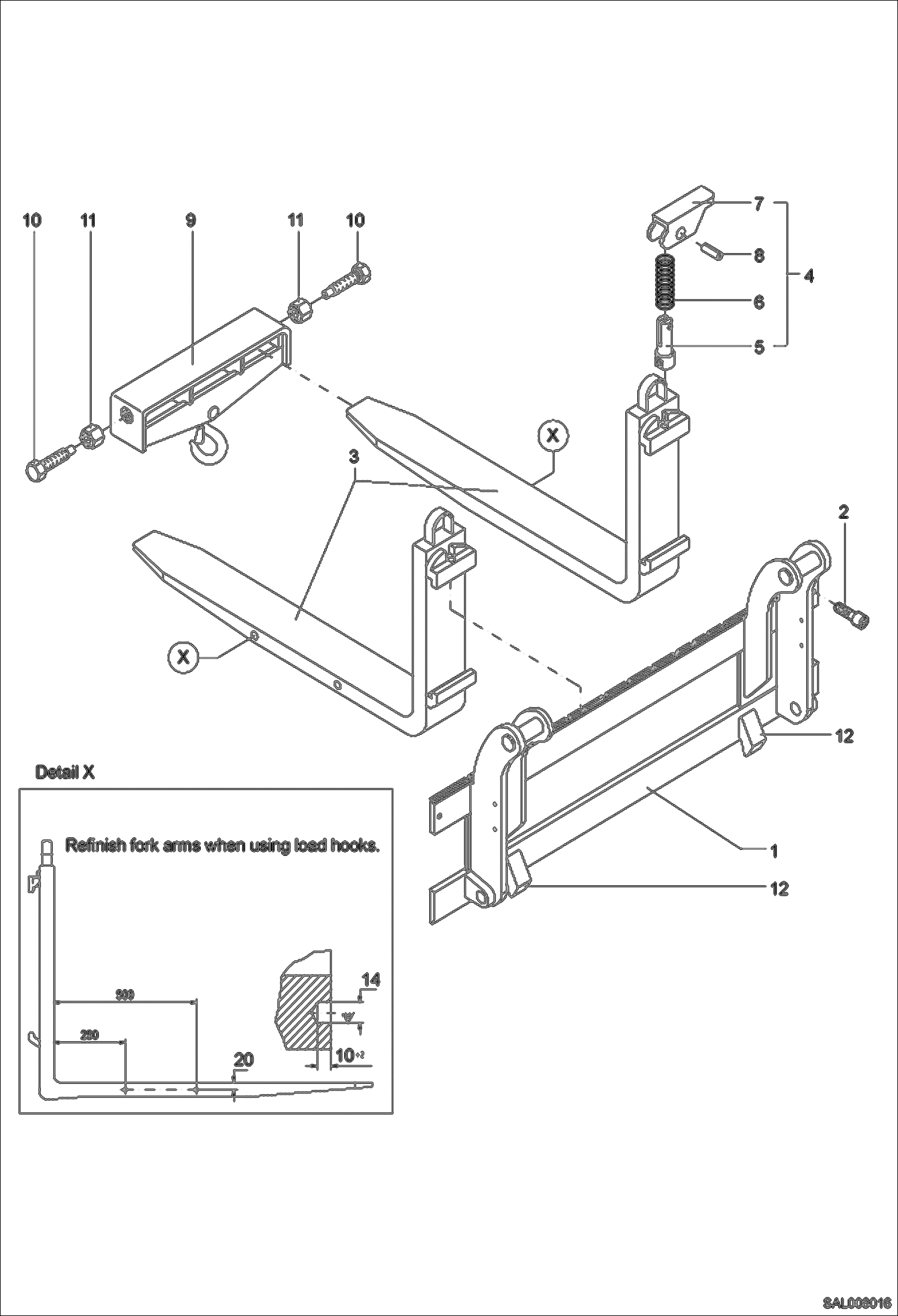 Схема запчастей Bobcat AL350 - STACKER EQUIPMENT WITH CRANE HOOK Навесное оборудование