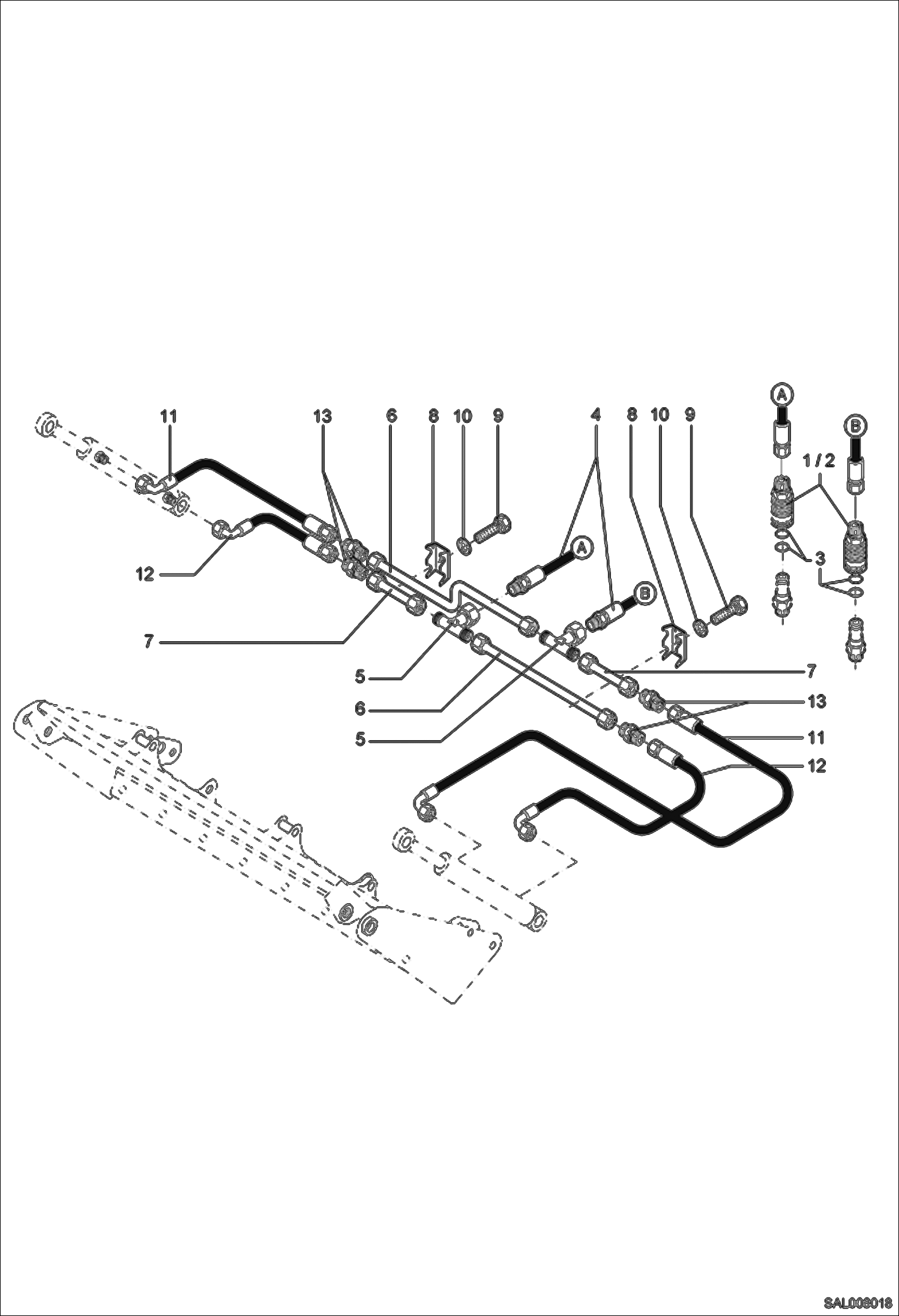 Схема запчастей Bobcat AL350 - 4 IN 1 SHOVEL HYDRAULIC INSTALLATION Навесное оборудование