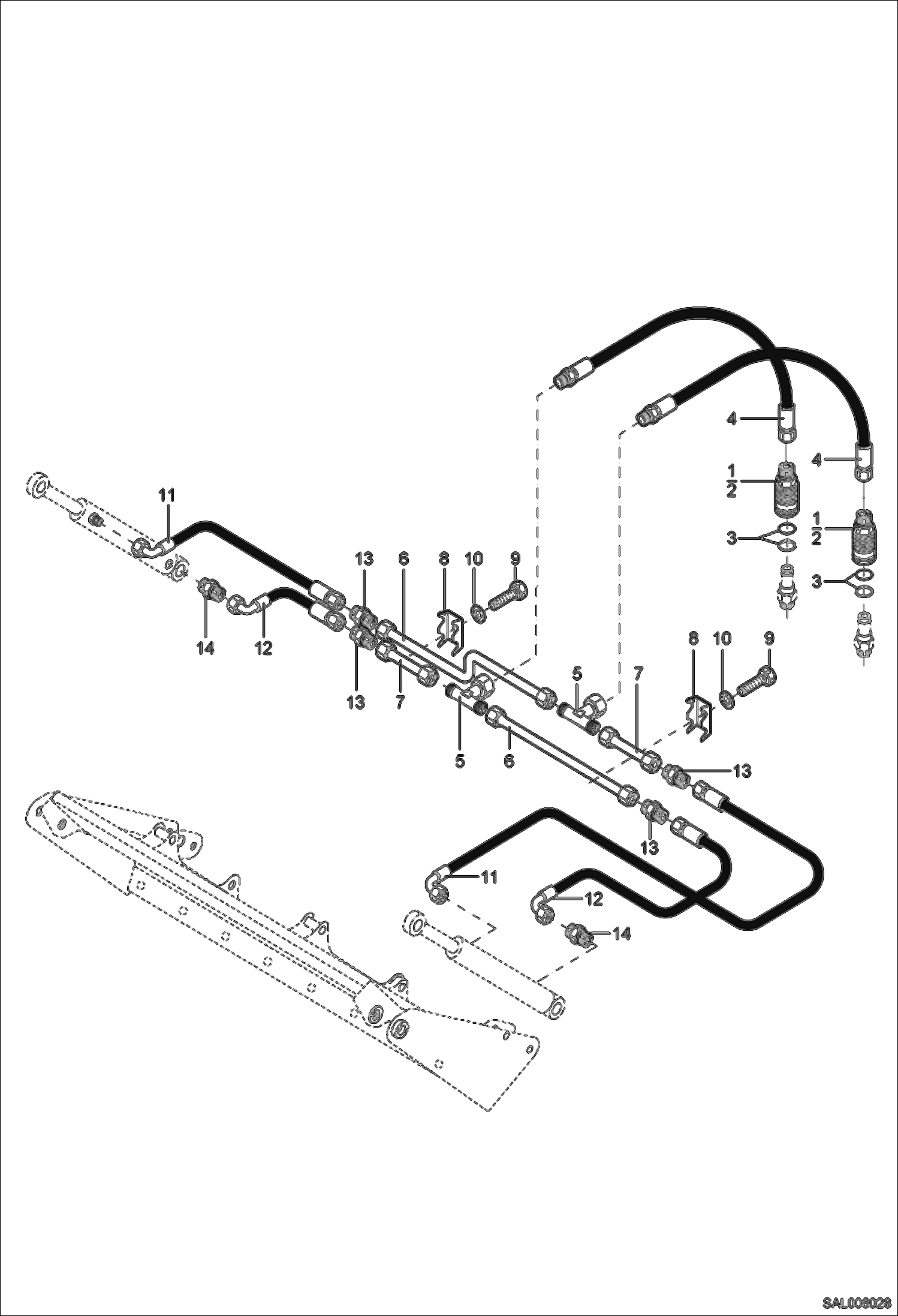 Схема запчастей Bobcat AL440 - 4 IN 1 SHOVEL HYDRAULIC INSTALLATION Навесное оборудование