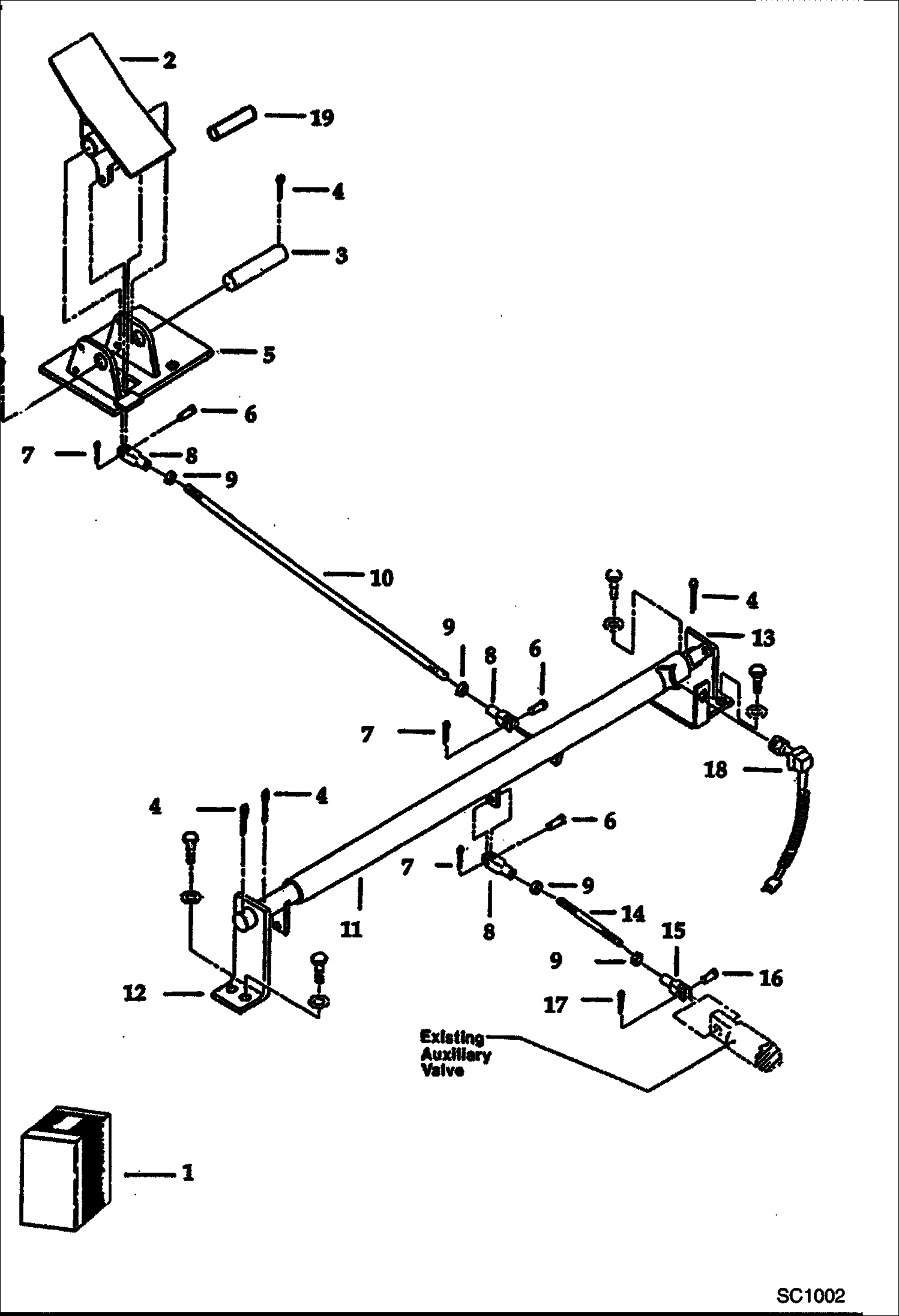 Схема запчастей Bobcat 100 - HYDRAULIC BREAKER (1250X & 2500) (Control Pedal) STANLEY KITS