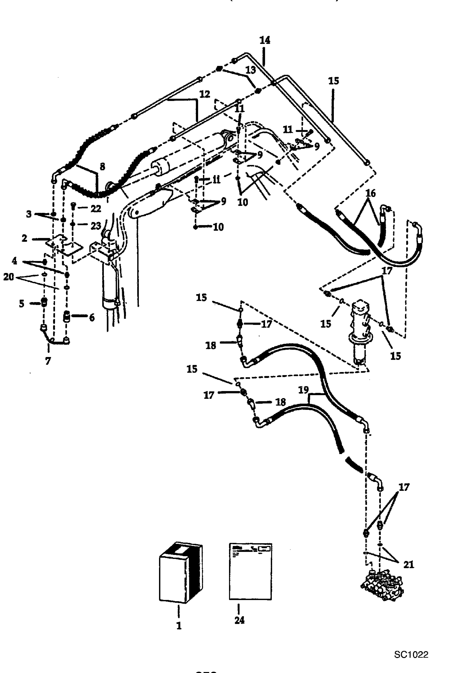 Схема запчастей Bobcat 100 - AUXILIARY HYDRAULICS (BOBCAT - 6.9GPM) ACCESSORIES & OPTIONS