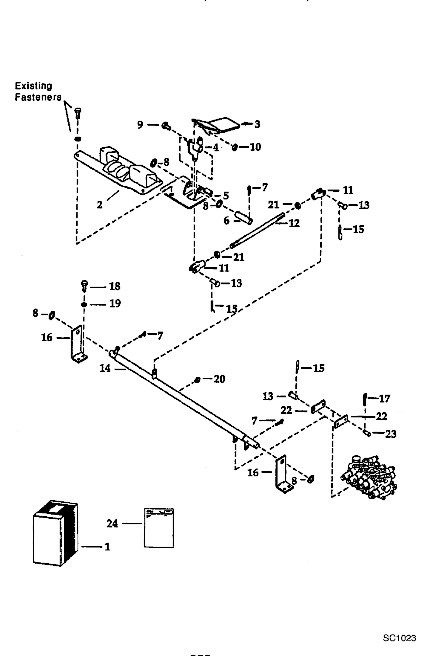 Схема запчастей Bobcat 100 - AUXILIARY HYDRAULICS (BOBCAT - 6.9GPM) (Control Pedal) ACCESSORIES & OPTIONS