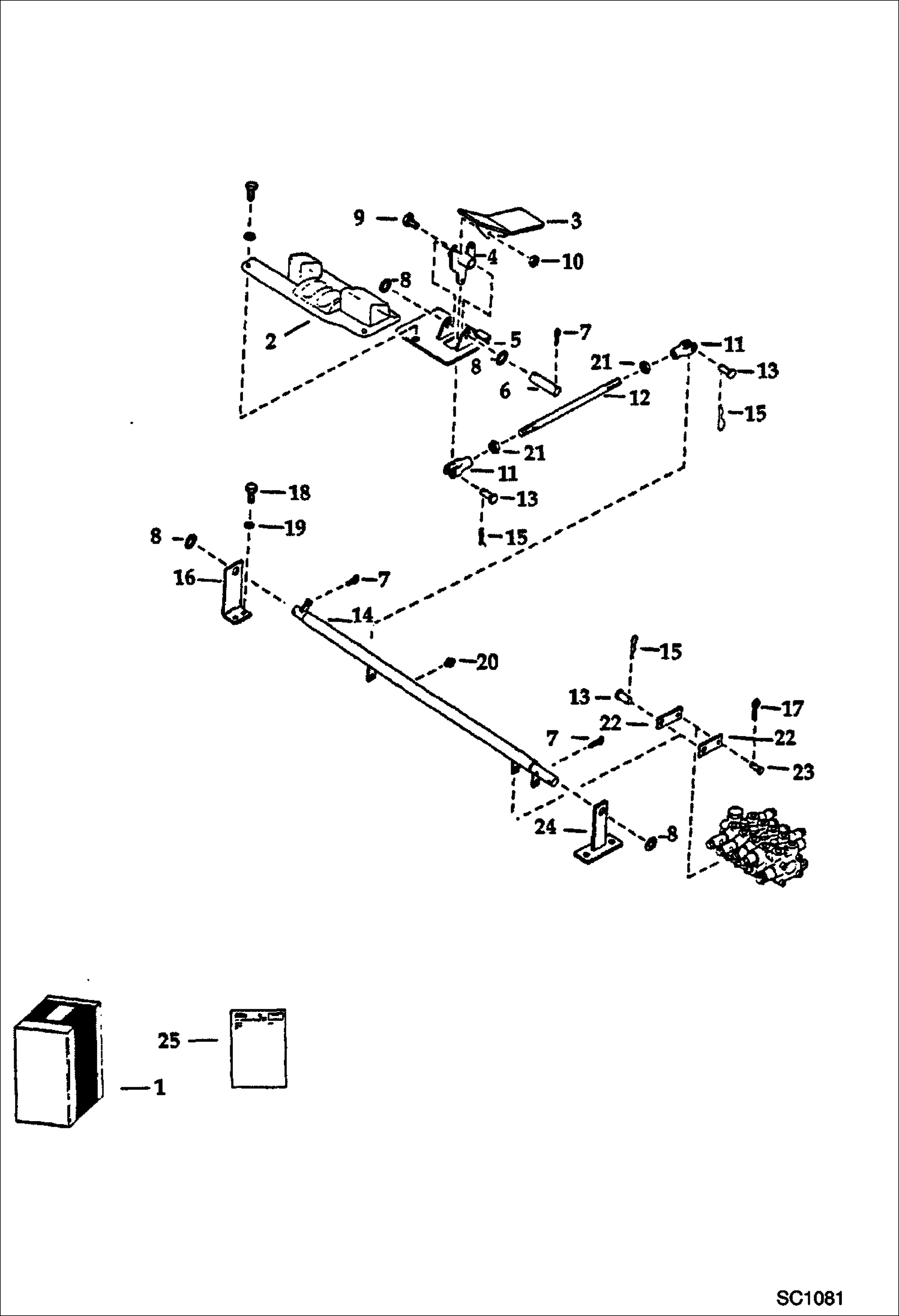 Схема запчастей Bobcat 116 - AUXILIARY HYDRAULICS (Bobcat - 6.9 GPM) (Control Pedal) ACCESSORIES & OPTIONS