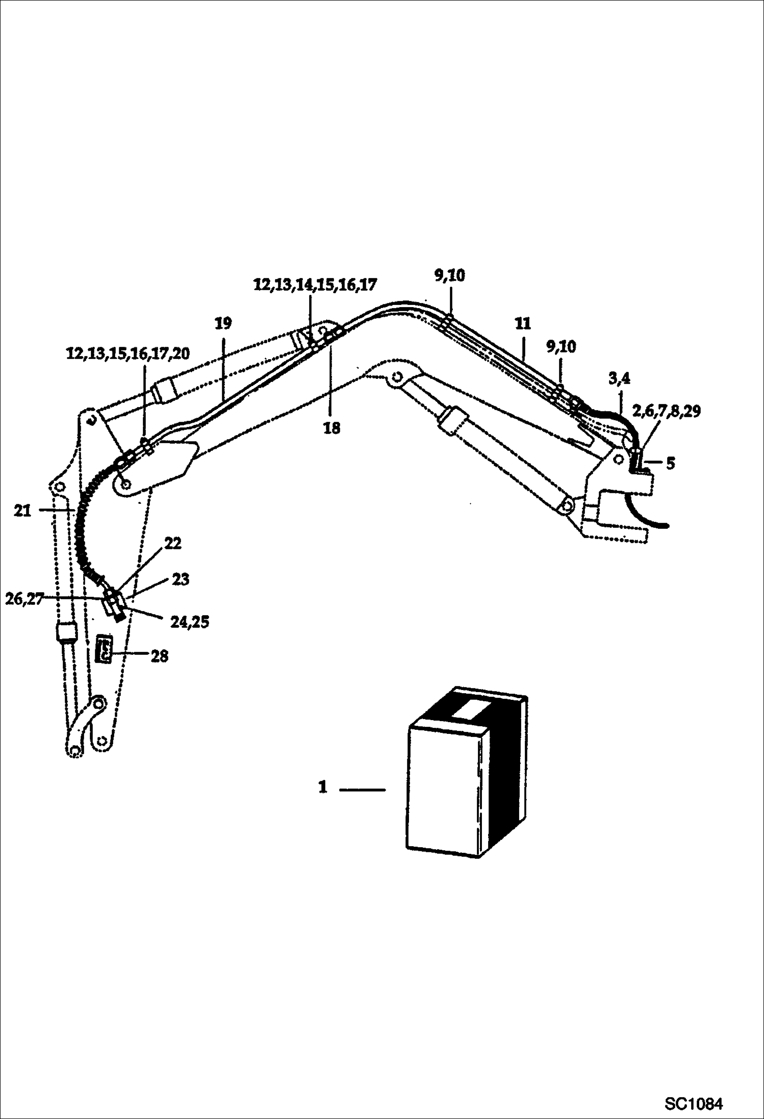 Схема запчастей Bobcat 76 - HYDRAULIC BREAKER (1250X) (Boom Circuitry) ACCESSORIES & OPTIONS