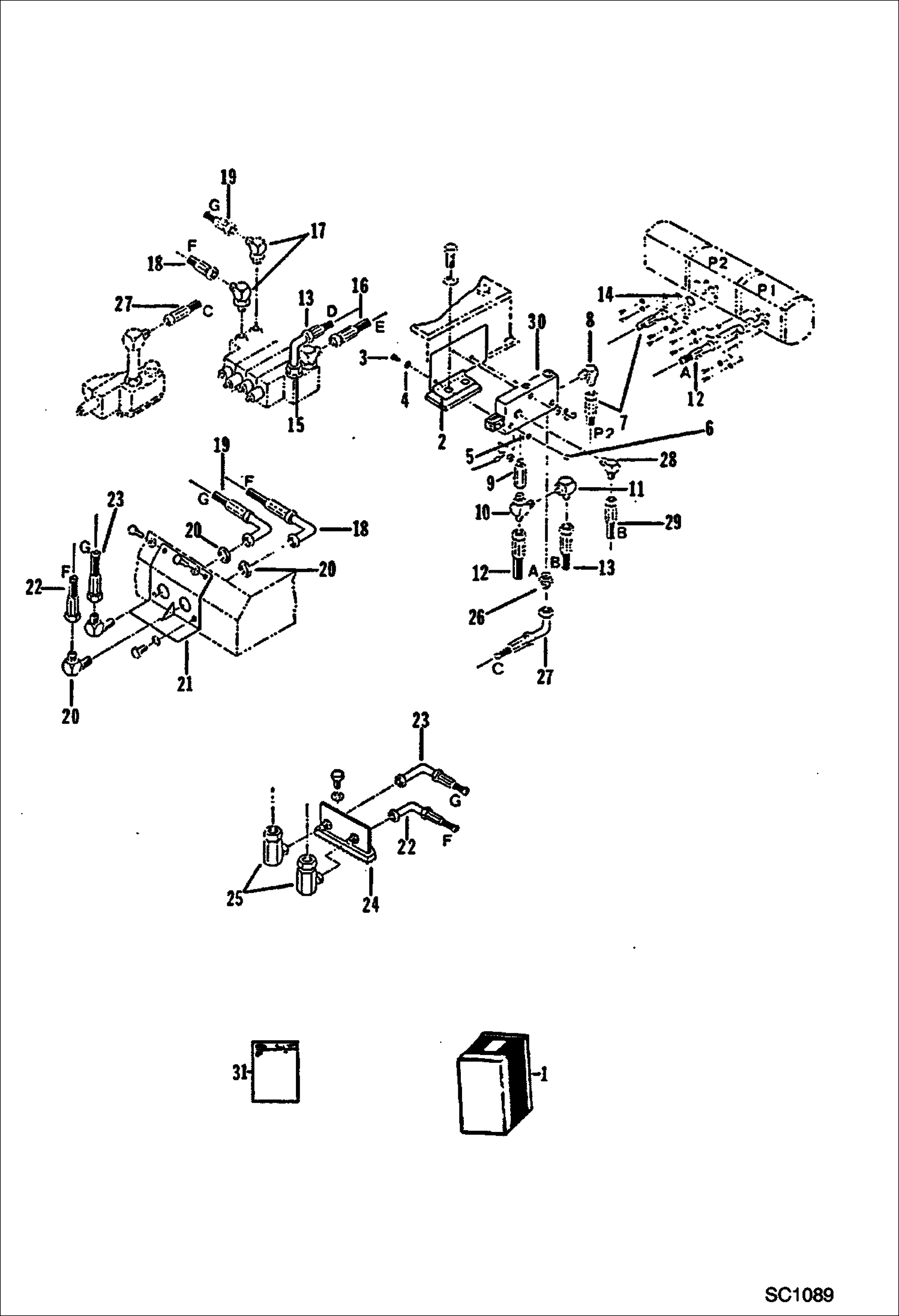 Схема запчастей Bobcat BREAKERS - BREAKER (Hydraulic Circuitry) (2500) (Use on 116 505012001 & Above) Экскаваторы