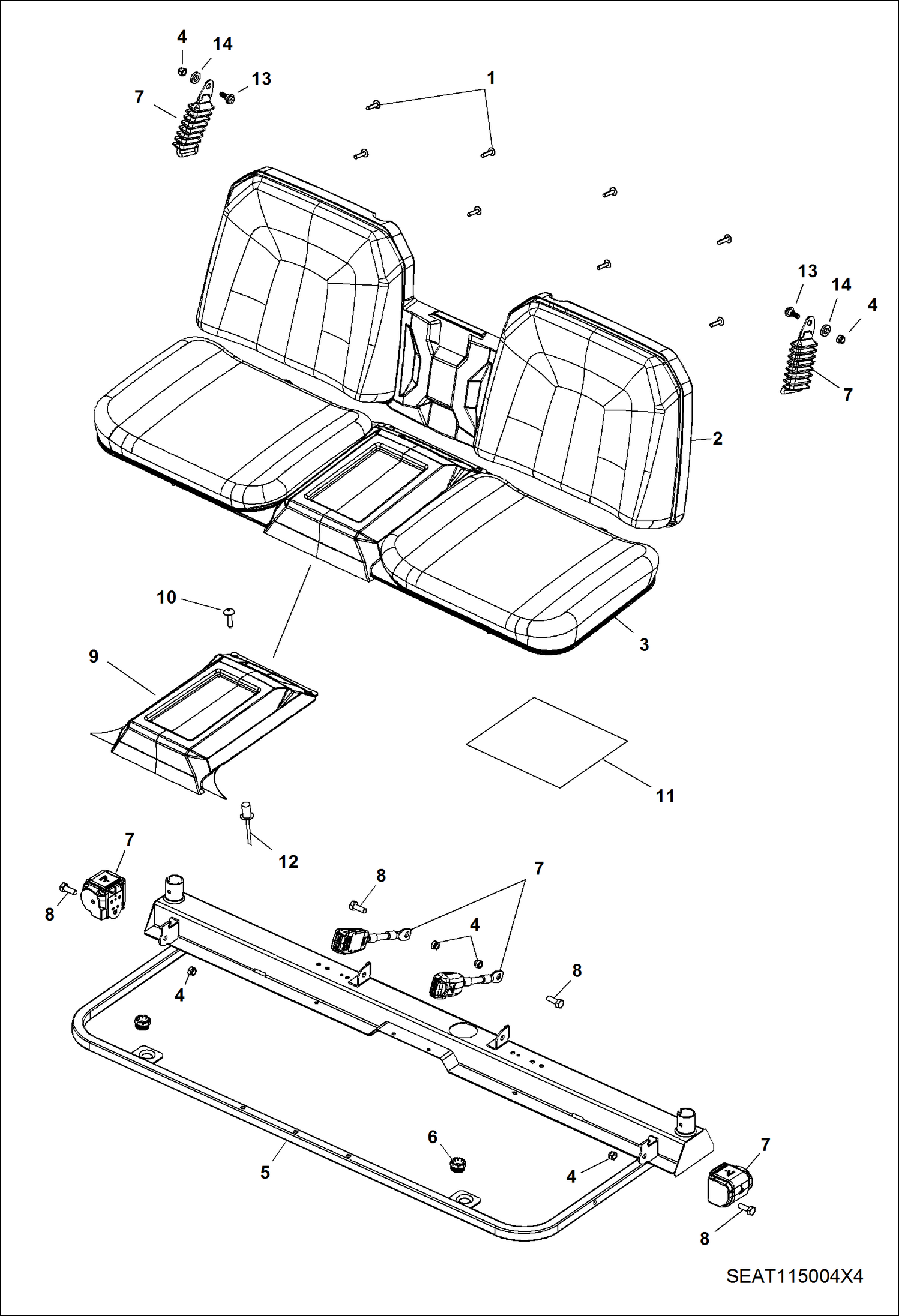 Схема запчастей Bobcat 3200 - BODY, SEAT & BASE (S/N AJNS11001 - 19999) MAIN FRAME