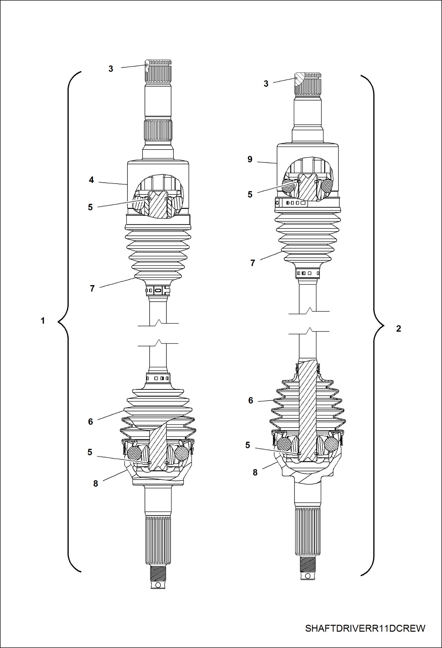 Схема запчастей Bobcat 3400 - DRIVE TRAIN, REAR DRIVE SHAFT DRIVE TRAIN