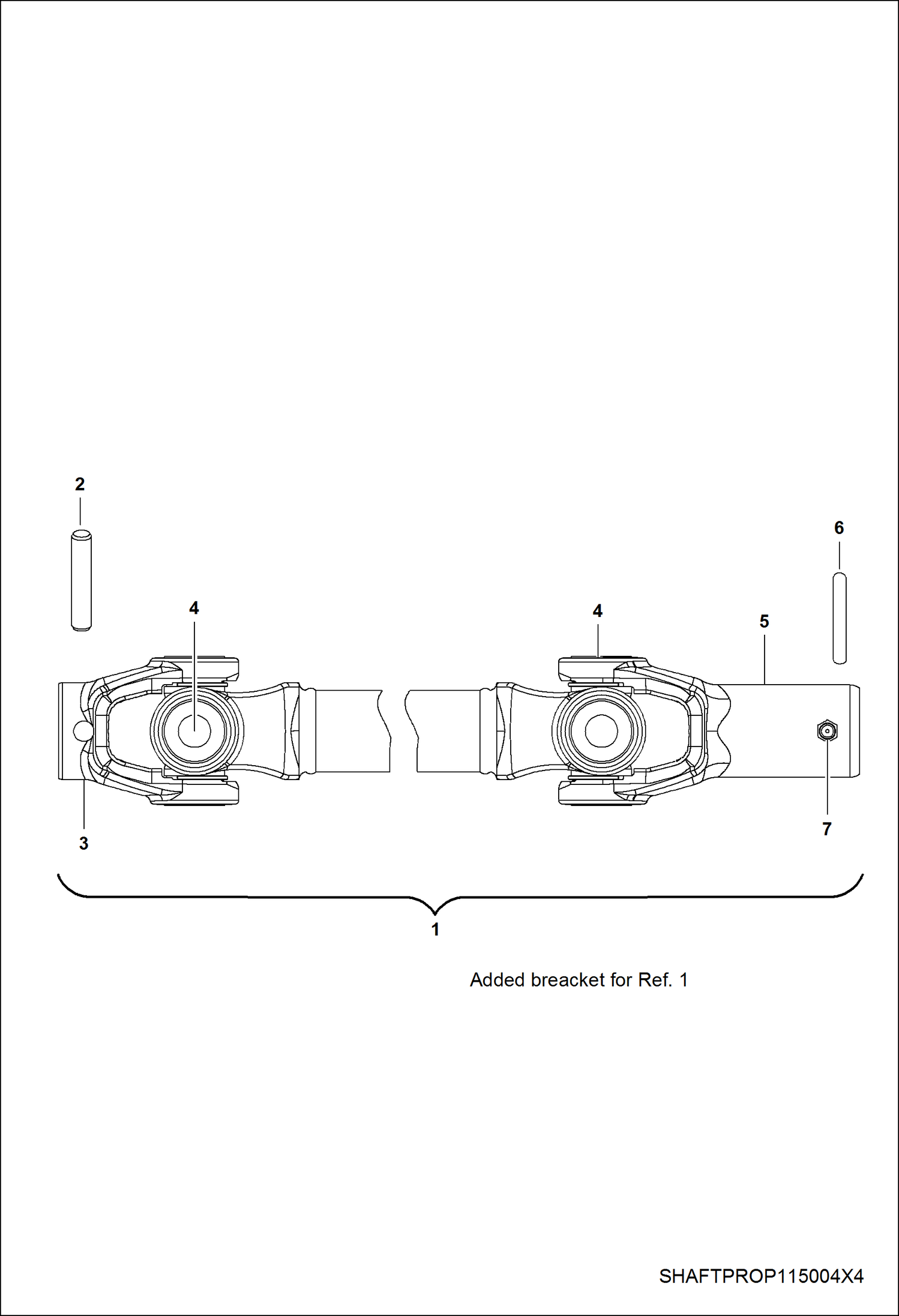 Схема запчастей Bobcat 3400 - DRIVE TRAIN, FRONT PROP SHAFT DRIVE TRAIN