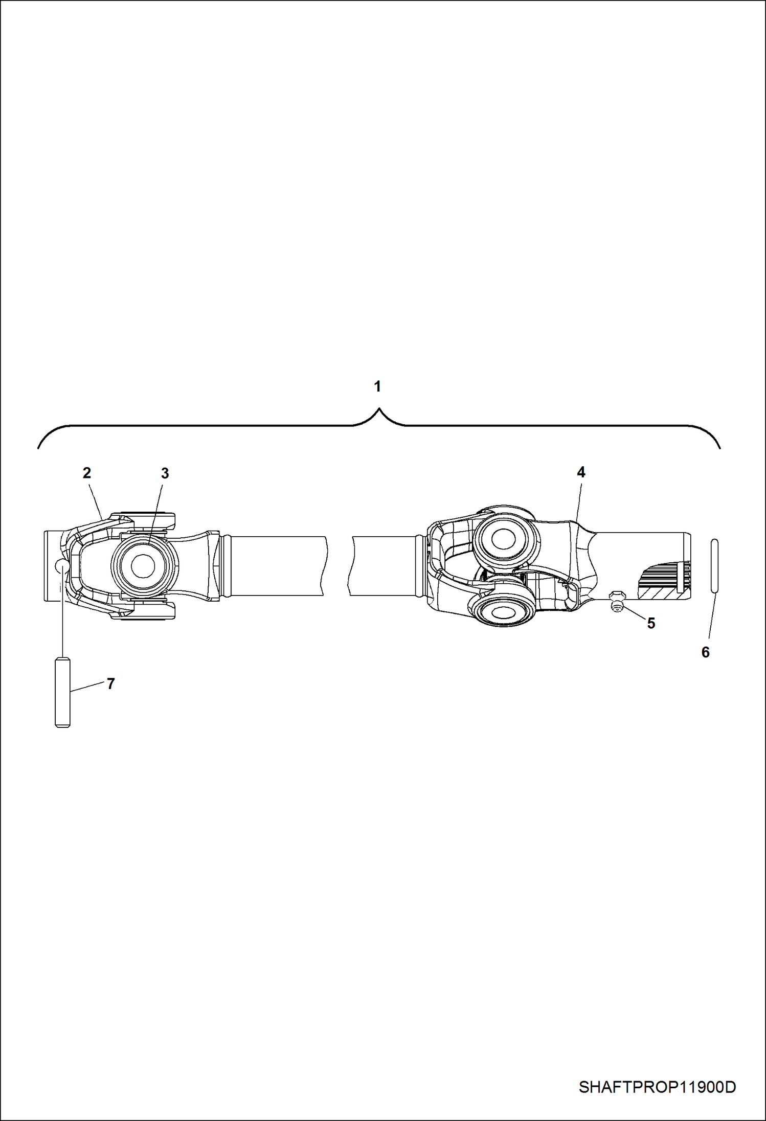 Схема запчастей Bobcat 3400 - DRIVE TRAIN, FRONT PROP SHAFT DRIVE TRAIN