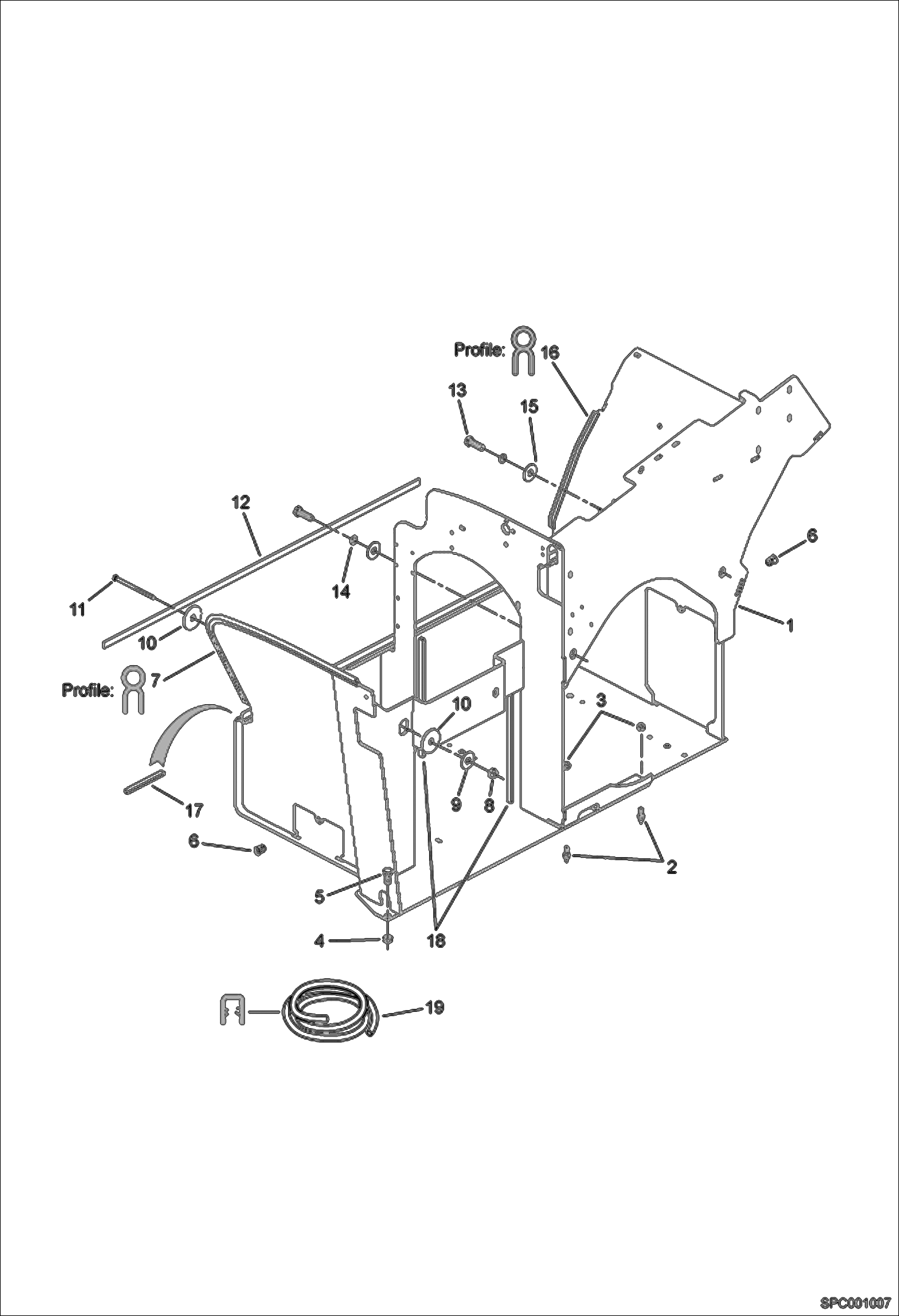 Схема запчастей Bobcat T35120L - ENGINE BASKET MAIN FRAME